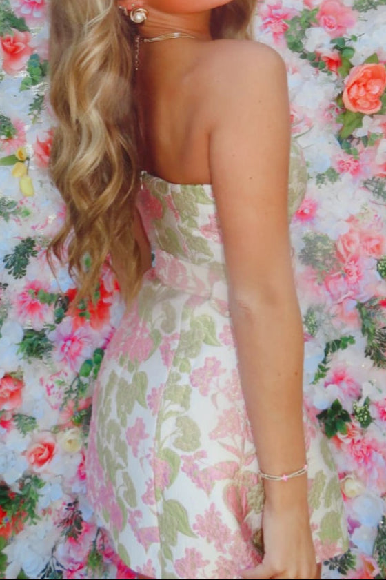A-Line Sleeveless Strapless Appliques Mini Dress