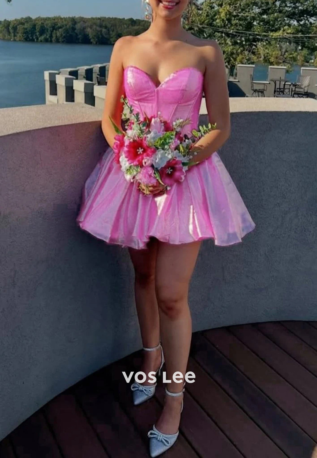 A-Line Strapless Sweetheart Pleated Homecoming Dresses