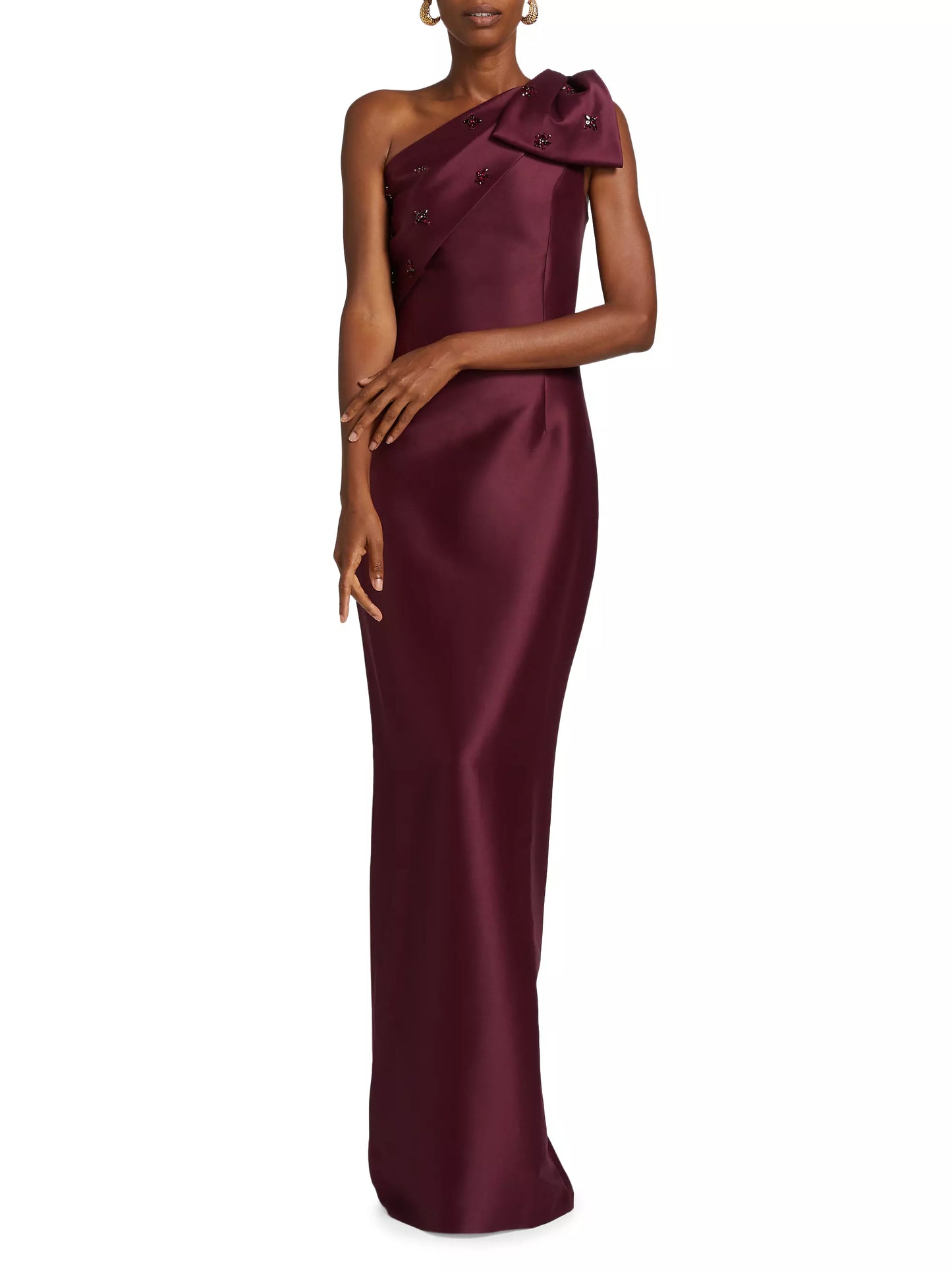 Simple and Sleek One Shoulder Bowknot Beading Floor-Length Sheath Evening Dresses