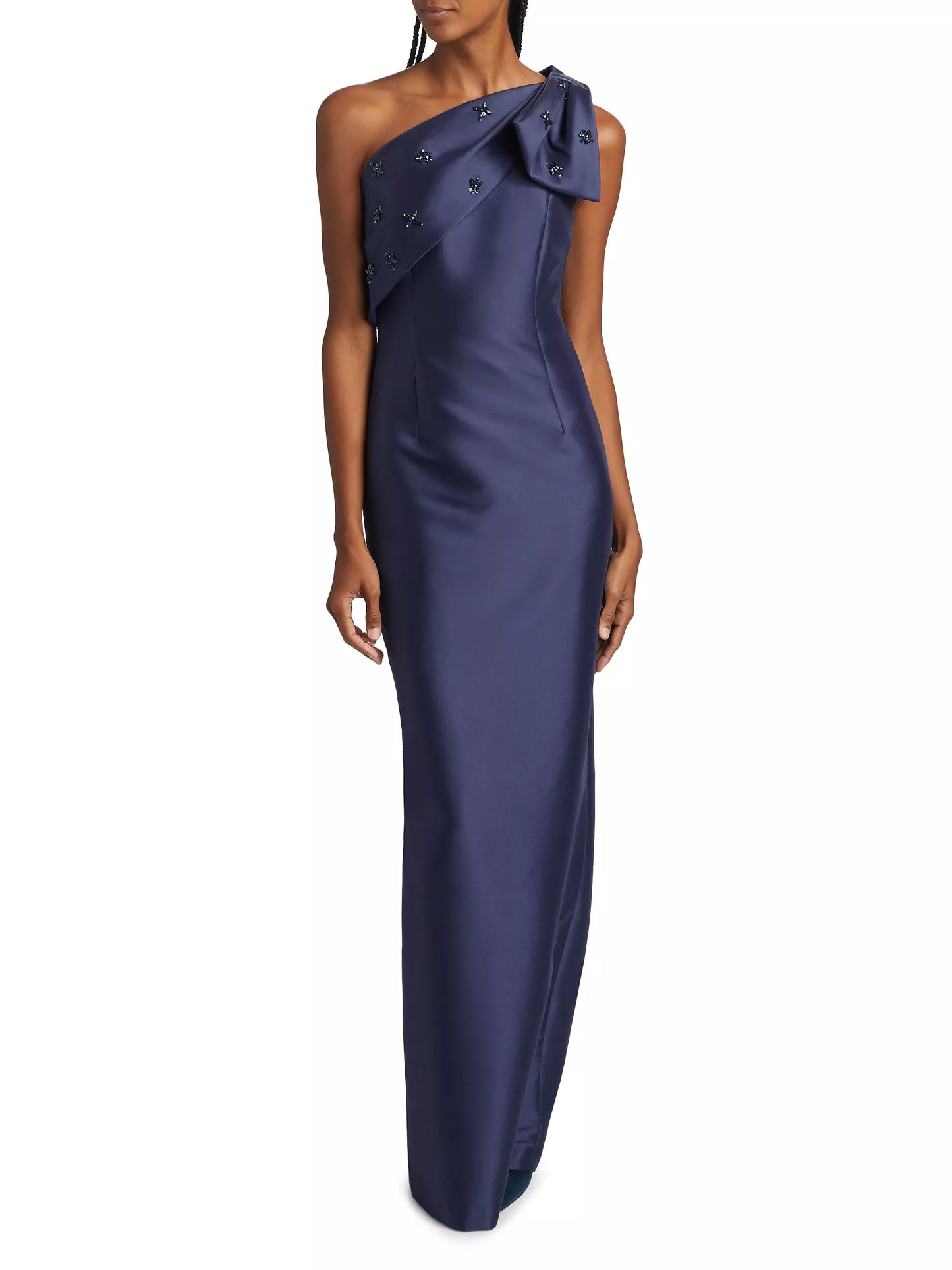Simple and Sleek One Shoulder Bowknot Beading Floor-Length Sheath Evening Dresses