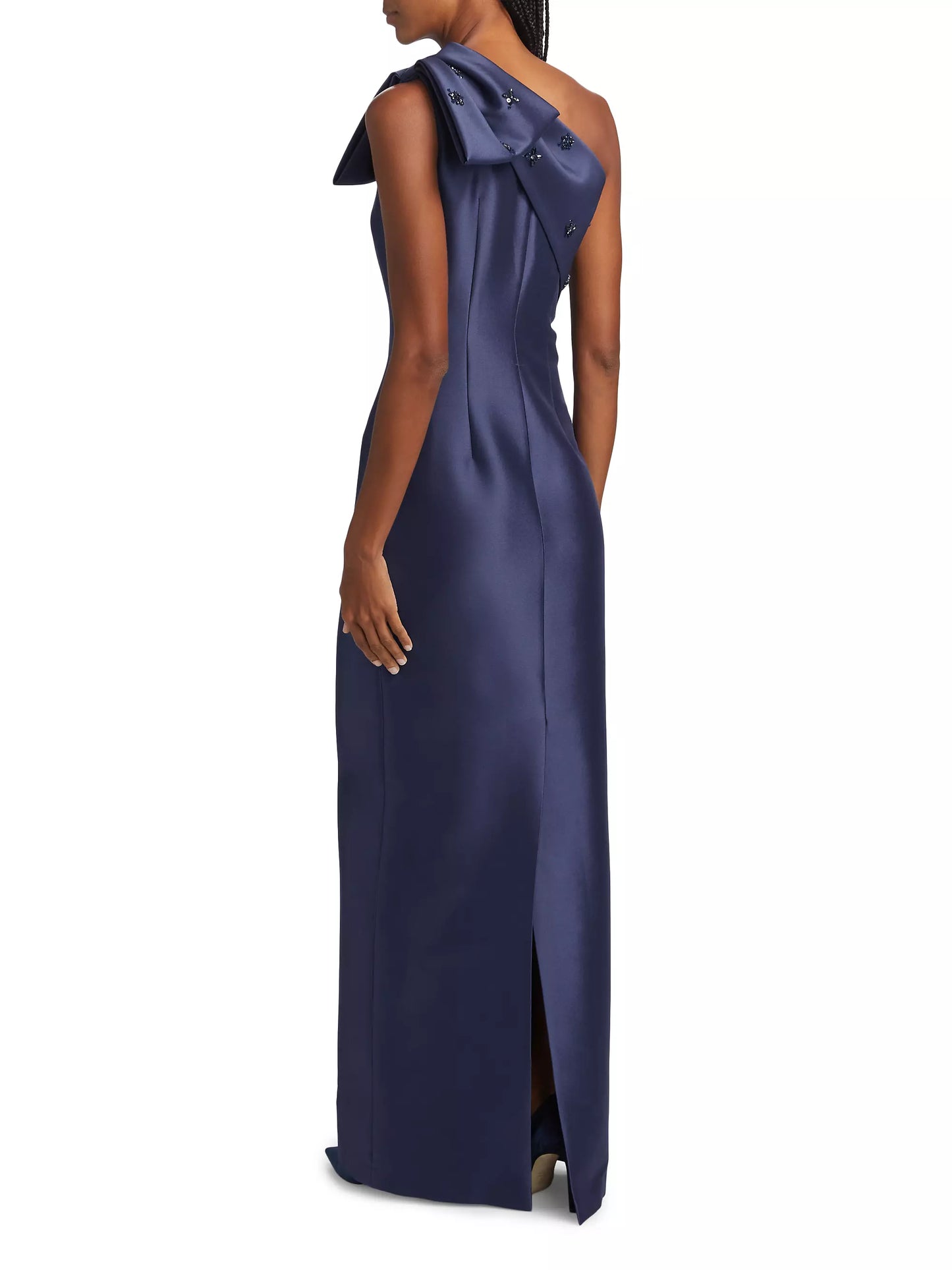 Simple and Sleek One Shoulder Bowknot Beading Floor-Length Sheath Evening Dresses