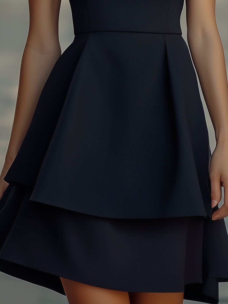 Black Layered Fit And Flare Dress Wedding Guest Dresses