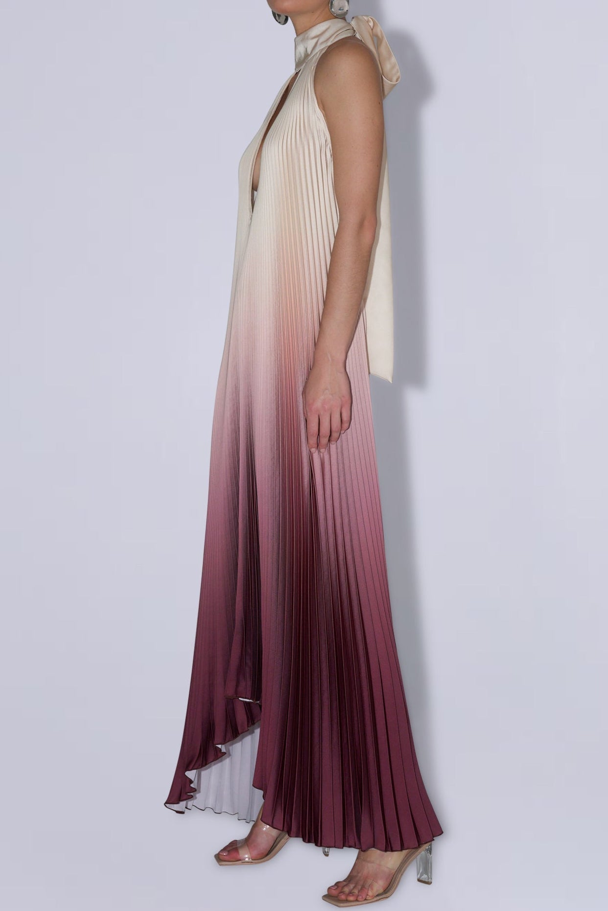 Mermaid Asymmetric Cape Sleeve Floral Sequin Cocktail Gown