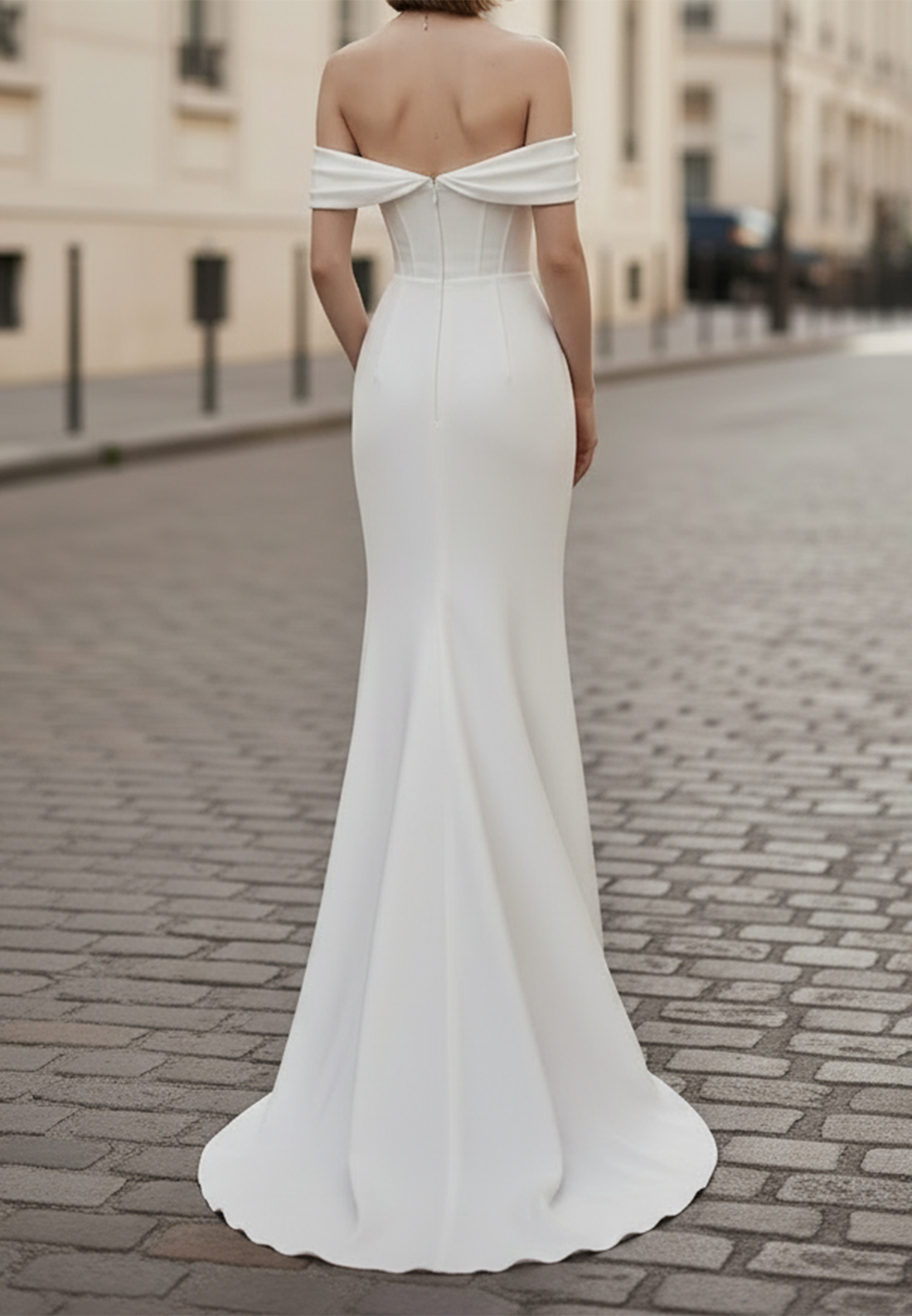 Sheath Off-Shoulder Ruched A-Line Wedding Dress