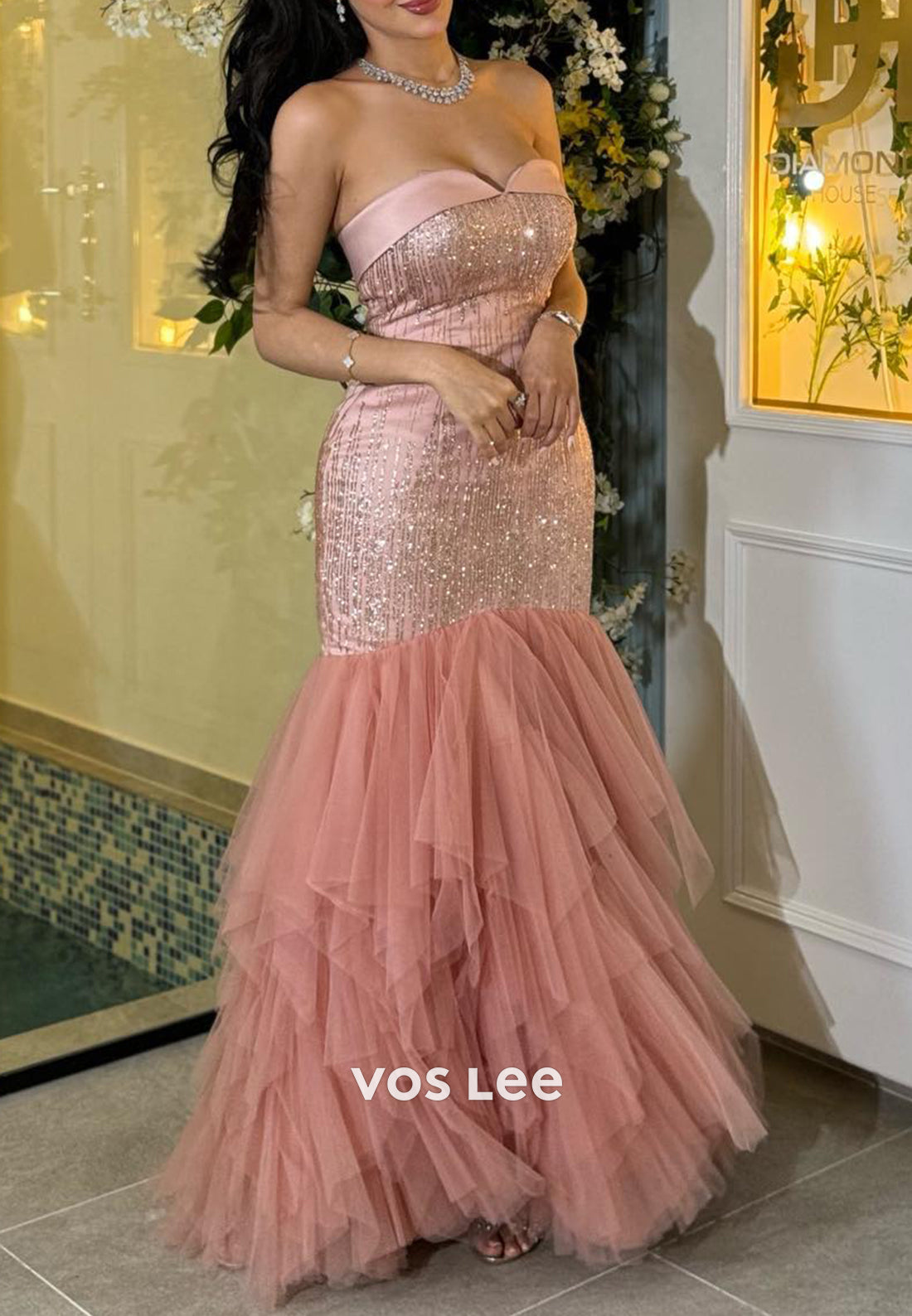 Sparkle & Shine Strapless Sweetheart Floor-Length Pleated Mermaid Evening Dresses