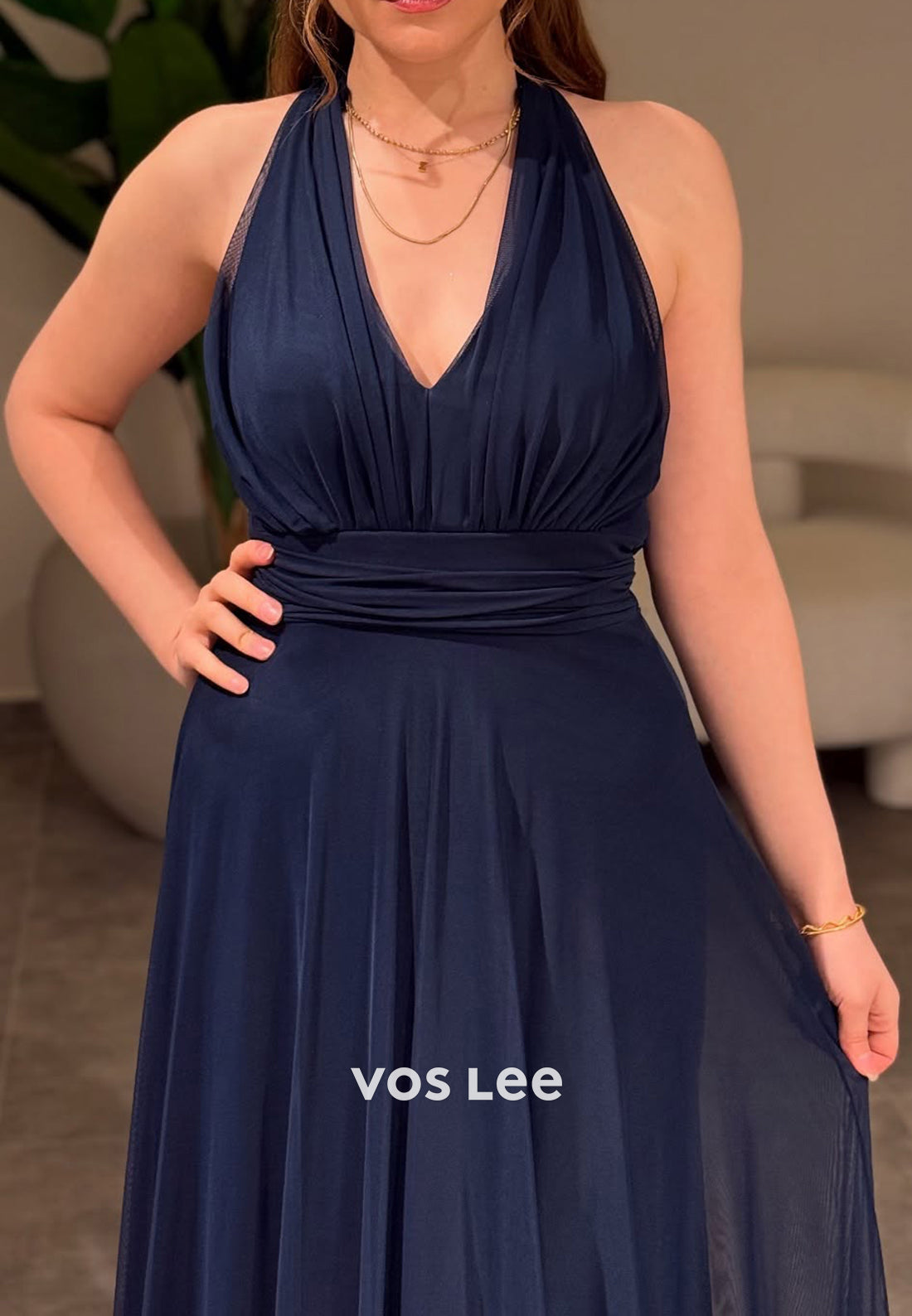 Sexy and Sleek A-Line Halter Pleated Floor-Length Evening Dresses