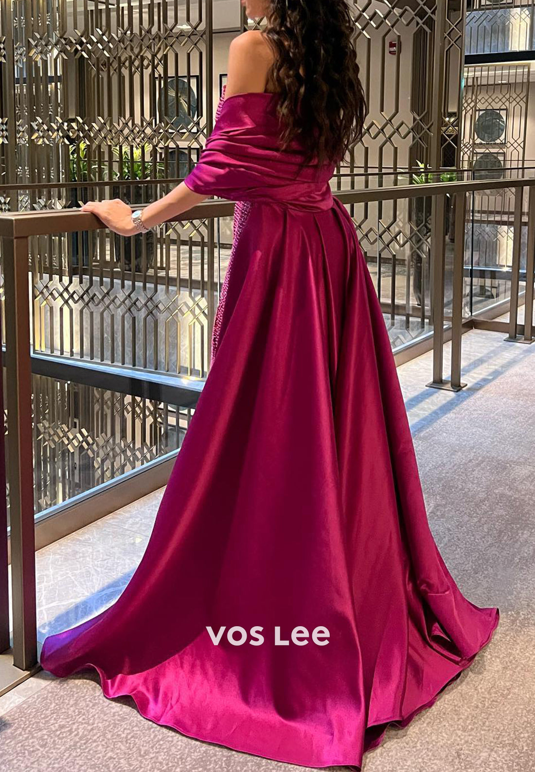 Strapless Sequins Embellished Pleated Long Mermaid Evening Dresses with Court Train