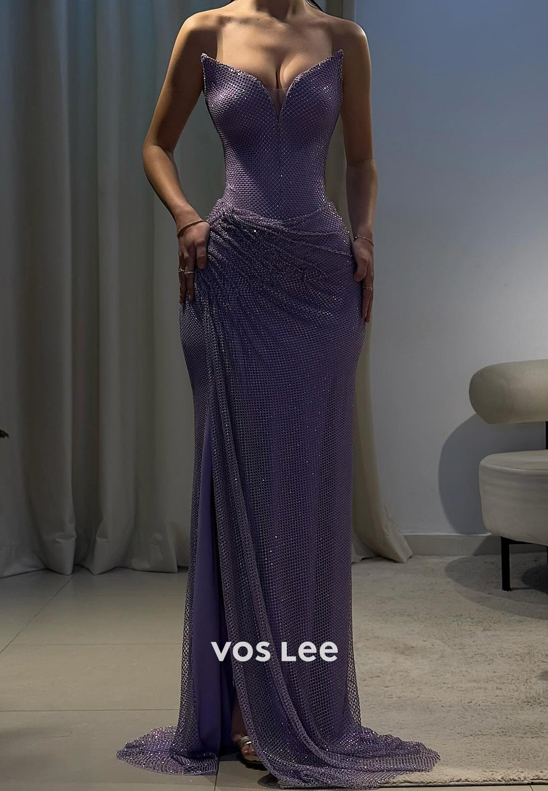 Elegant & Luxurious Sweetheart Strapless Pleated Mermaid Evening Dresses with High Split