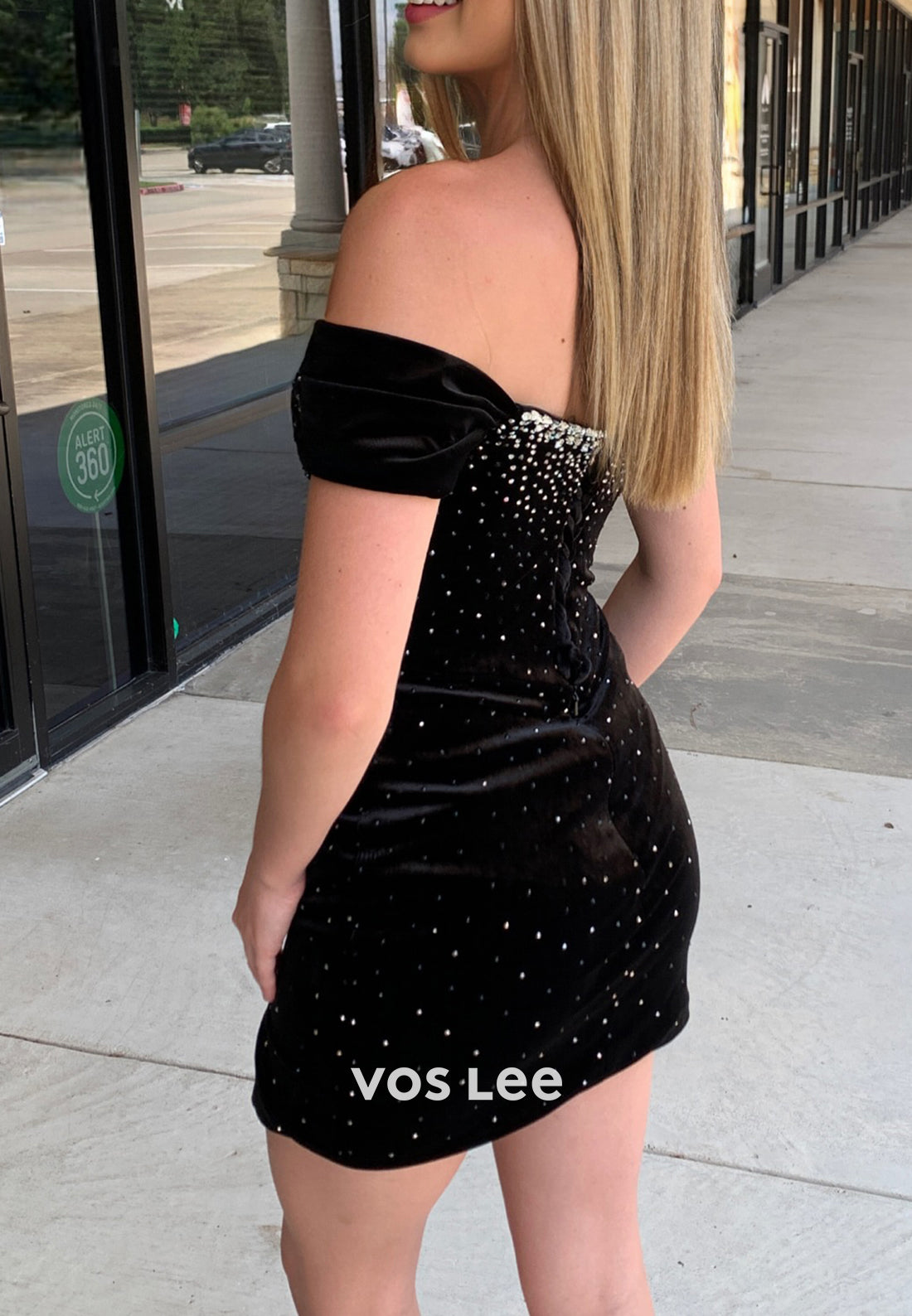 Off the Shoulder Rhinestone Embellished Mermaid Homecoming Dresses with Side Split