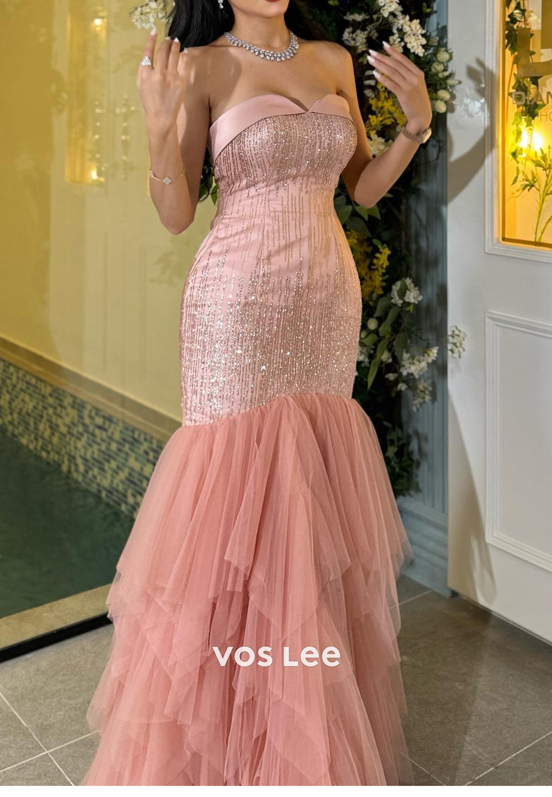 Sparkle & Shine Strapless Sweetheart Floor-Length Pleated Mermaid Evening Dresses