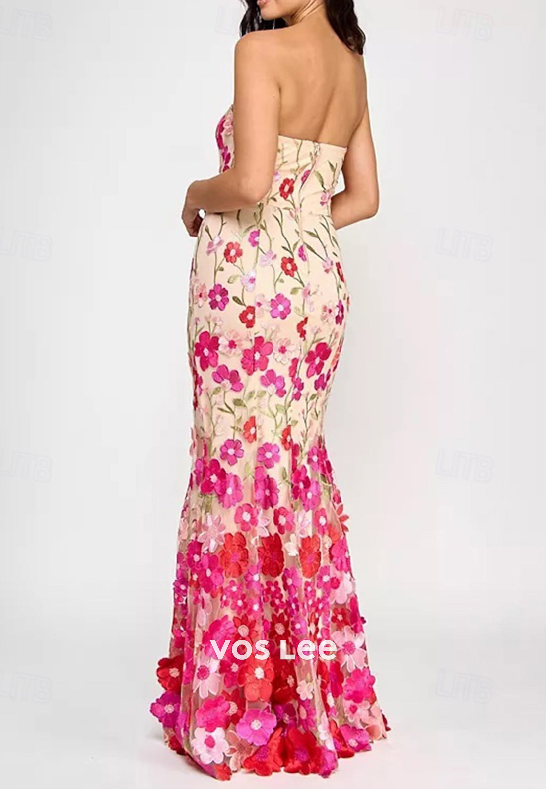 Sexy & Hot Strapless Appliques Embellished Floor-Length Mermaid Evening Dresses