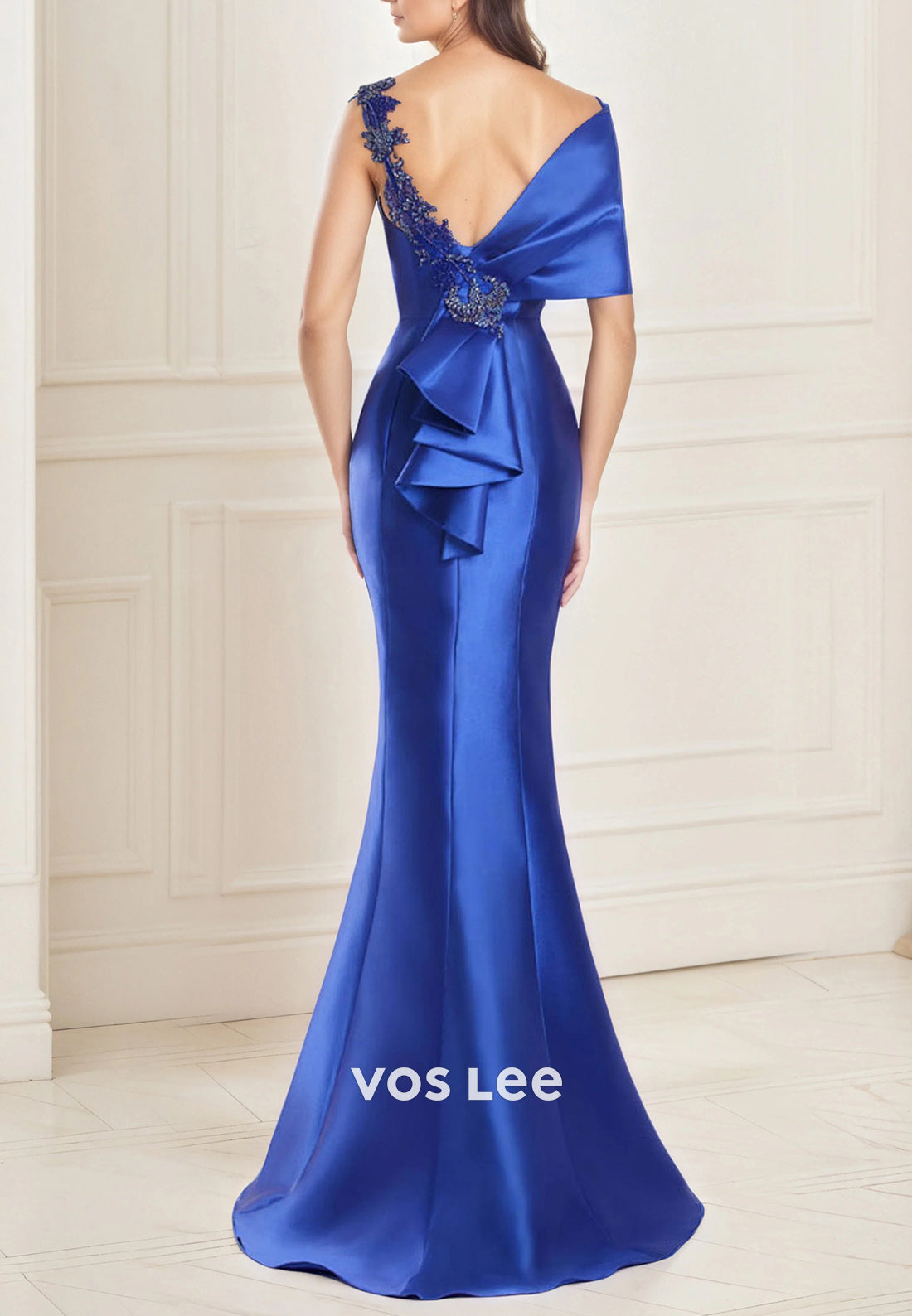 Glamorous & Dramatic Asymmetrical Neck Floor-Length Trumpet Mother of Bride Dresses