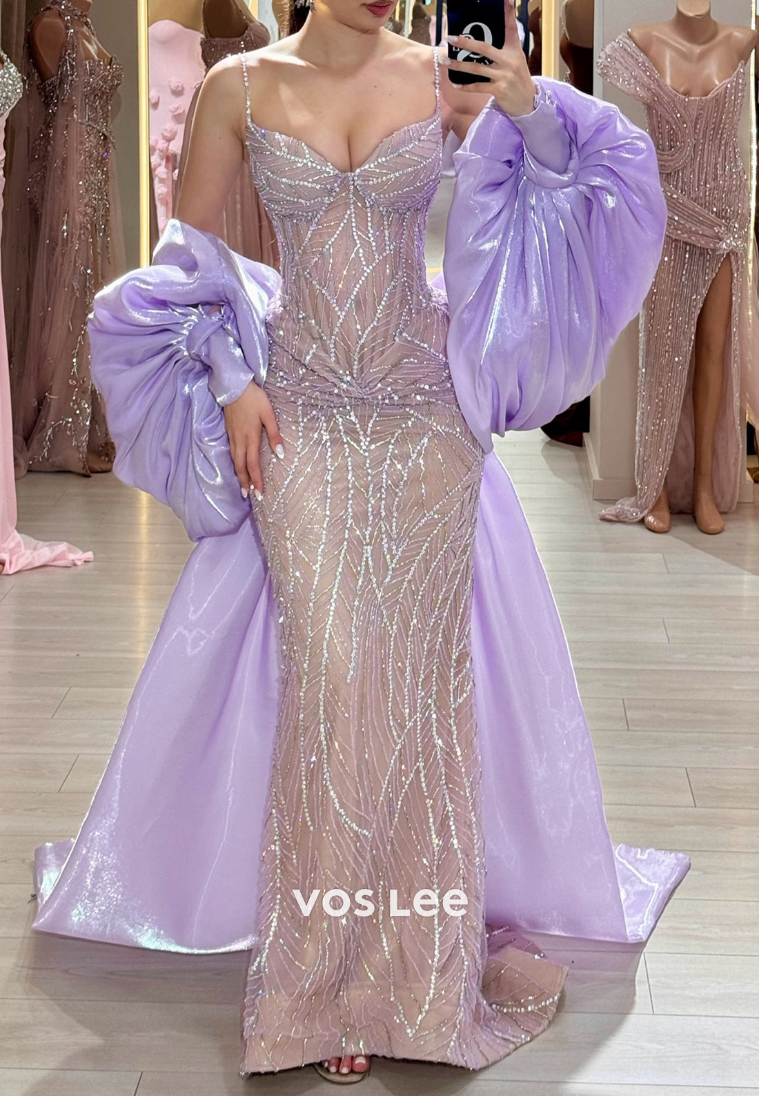 Spaghetti Straps Sweetheart Fully Sequined Floor-Length Mermaid Evening Dresses