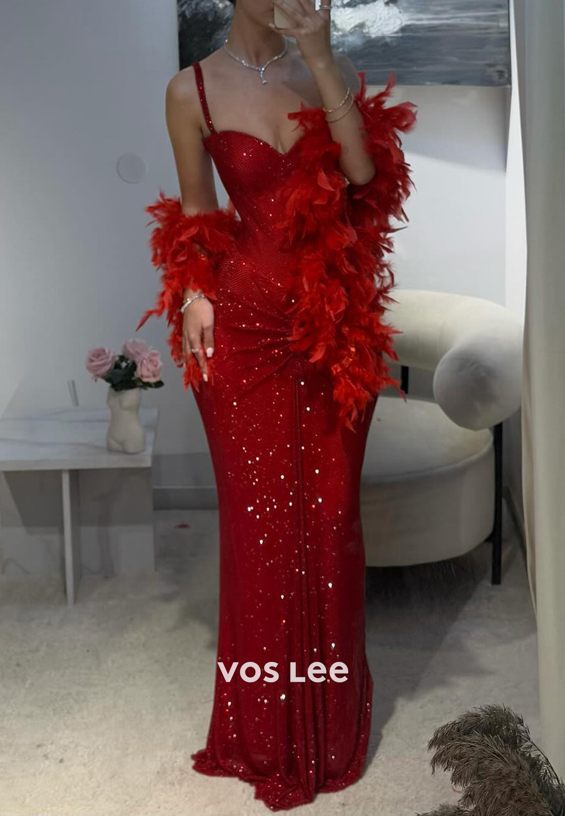 Sexy & Hot Spaghetti Straps Sweetheart Pleated Floor-Length Mermaid Ev VOS LEE Sexy & Hot Spaghetti Straps Sweetheart Pleated Floor-Length Mermaid Ev VOS LEE
