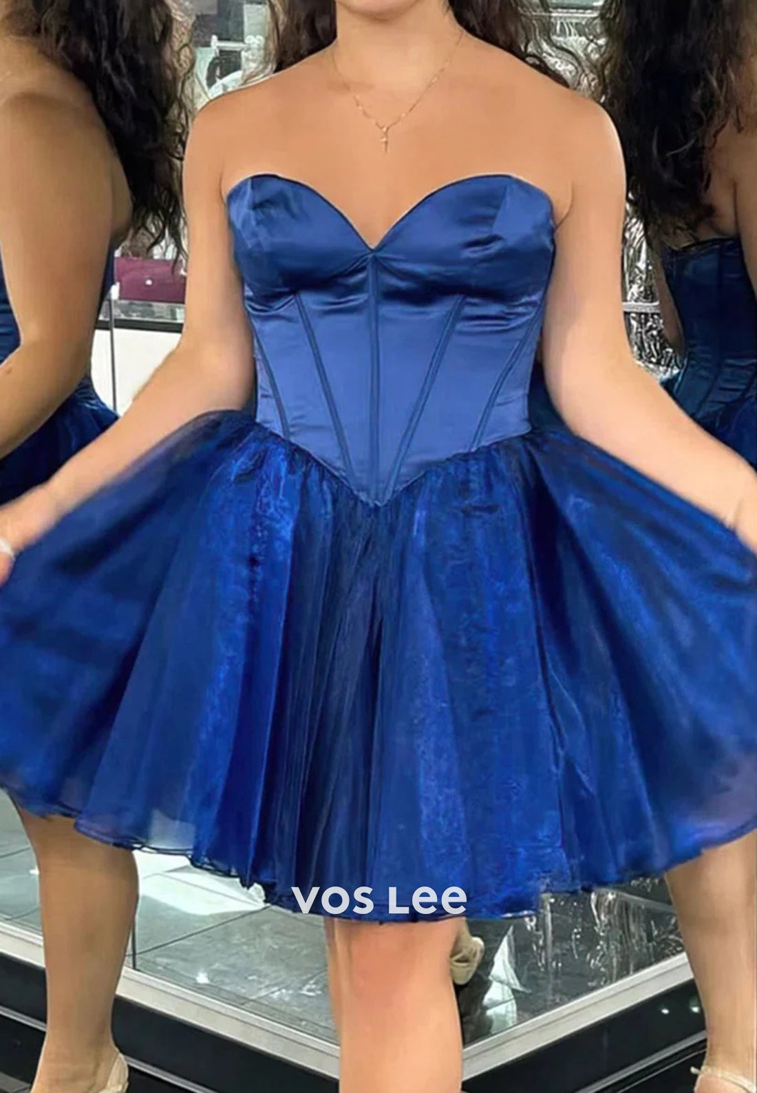 A-Line Strapless Sweetheart Pleated Homecoming Dresses