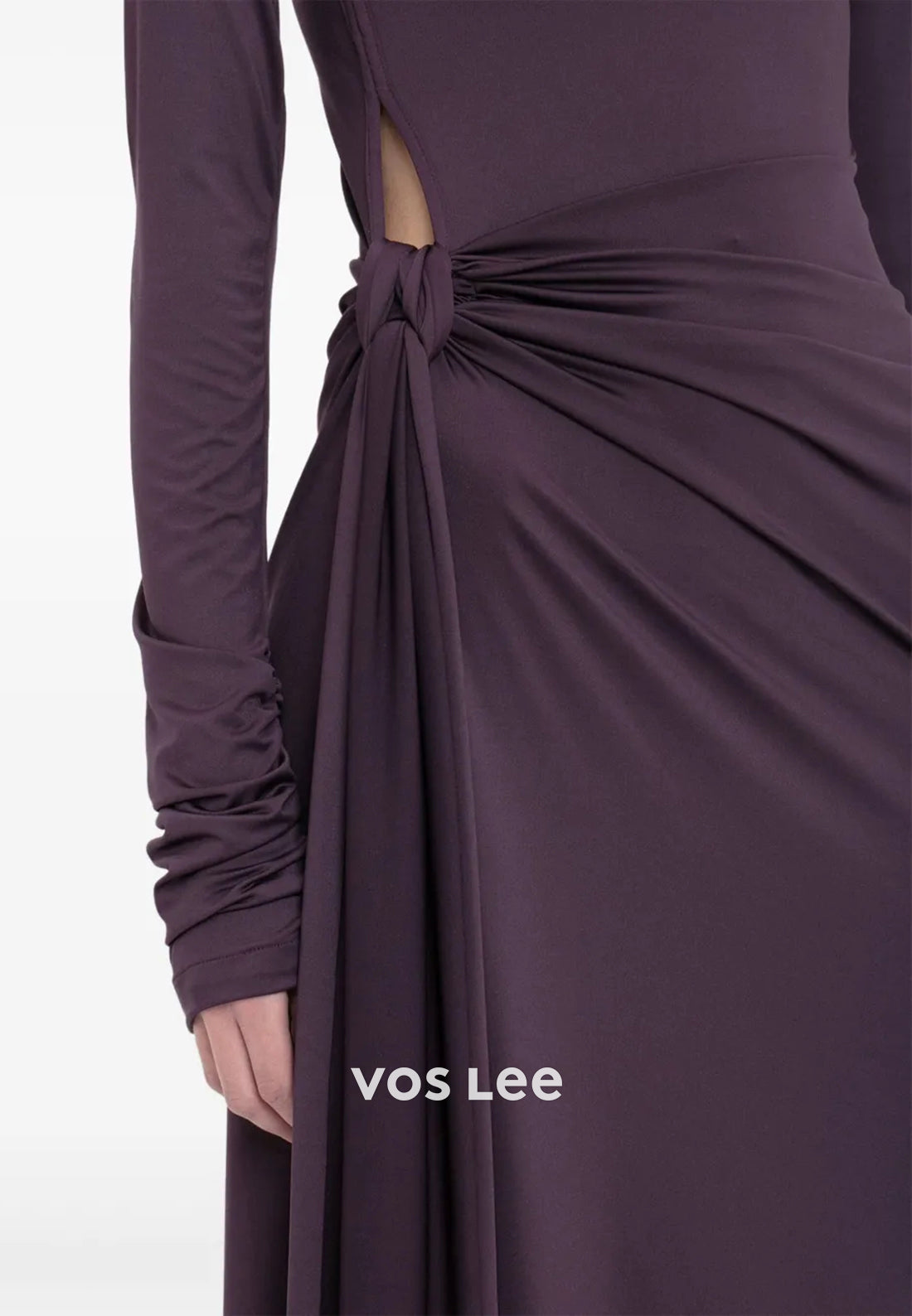 Couture & Ornate Long Sleeve Scoop Pleated Floor-Length Mermaid Evening Dresses