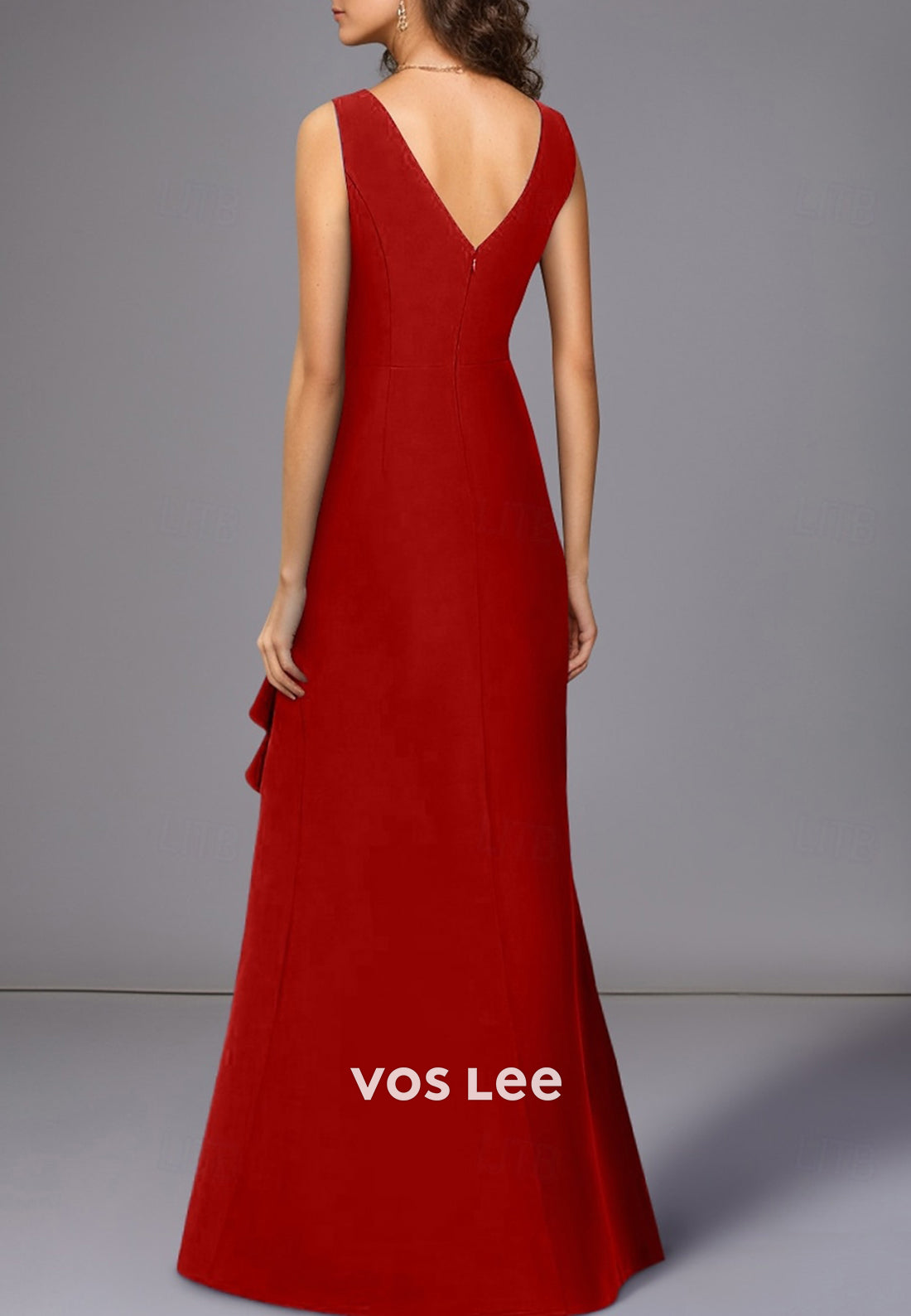 Couture & Ornate A-Line Scoop Floor-Length Pleated Evening Dresses with High Split