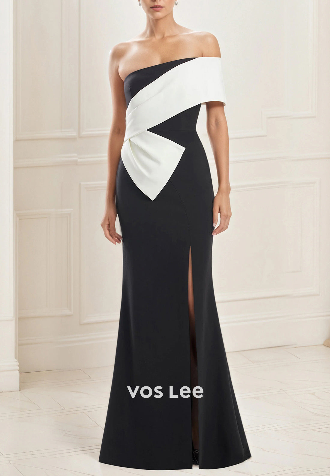 Chic & Modern One Shoulder Floor-Length Mermaid Mother of Bride Dresses with Split