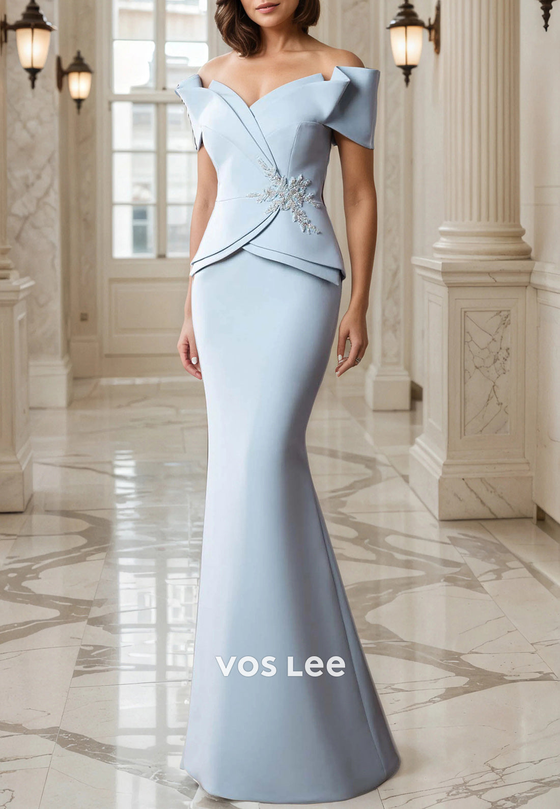 Two Pieces Off the Shoulder Sweetheart Beaded Embellished Mermaid Mother of Bride Dresses