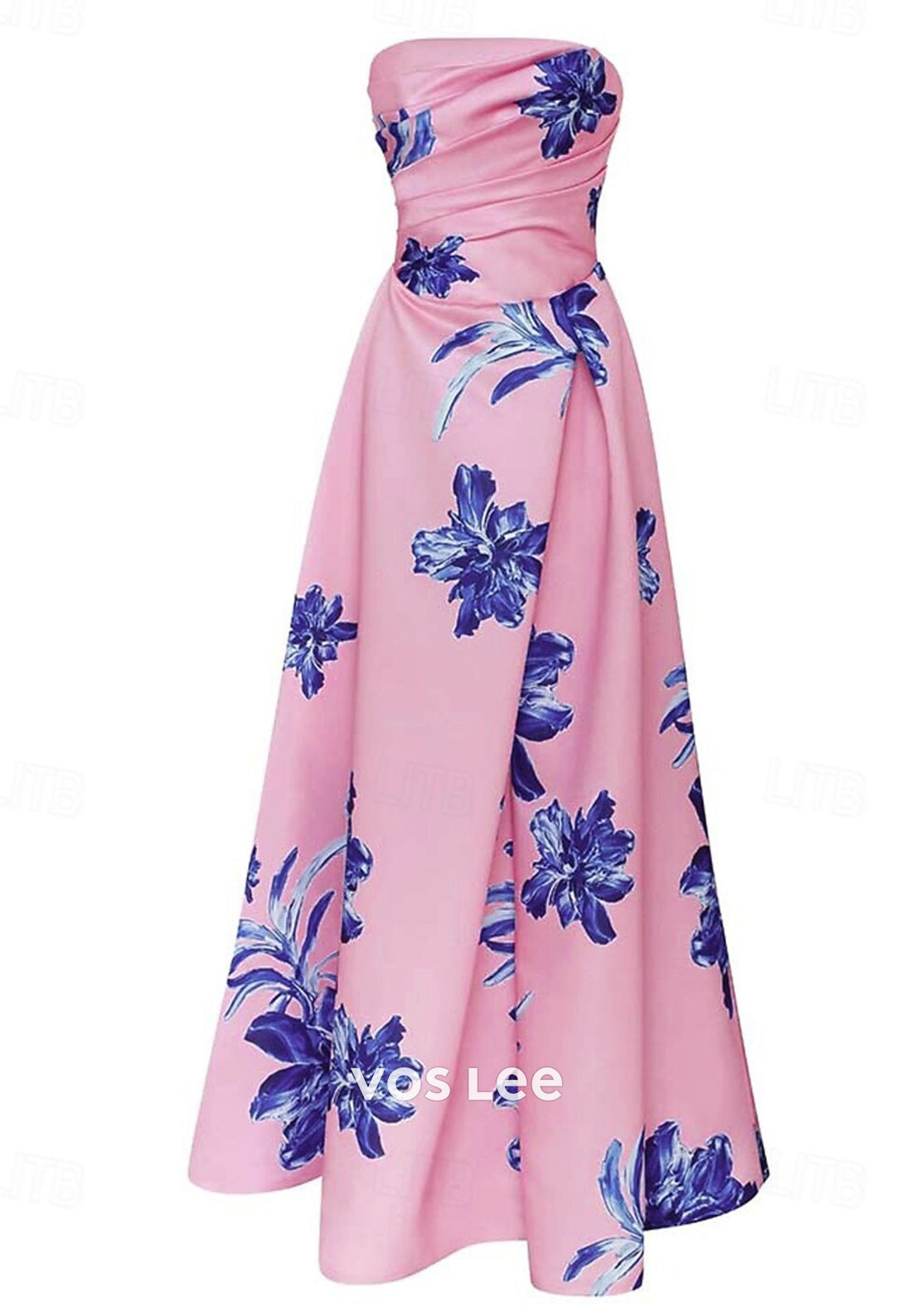 A-Line Off the Shoulder Floral Embellished Floor-Length Evening Dresses with High Split