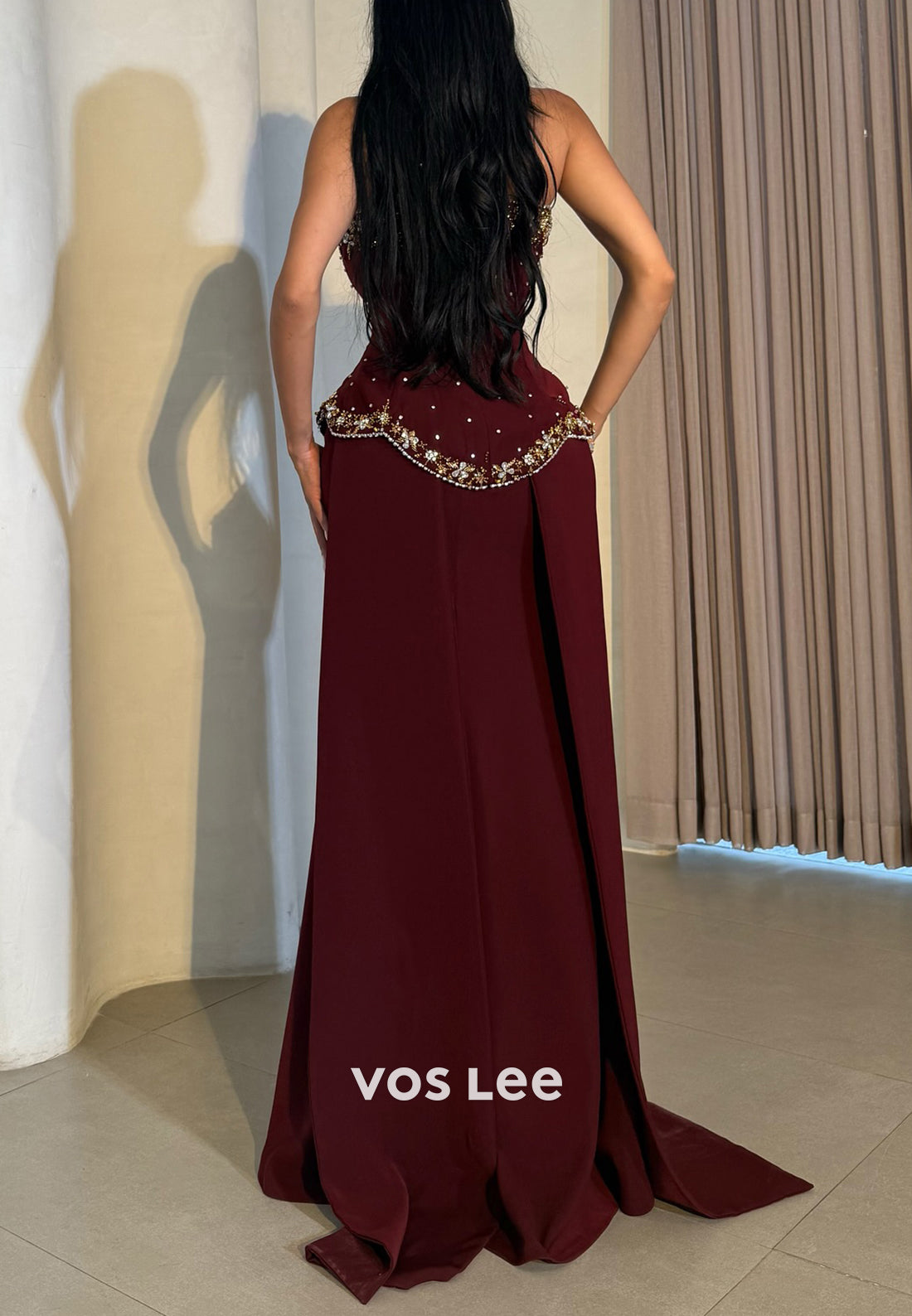 Elegant & Luxurious Beaded Rhinestone Mermaid Evening Dresses with Sweep Train
