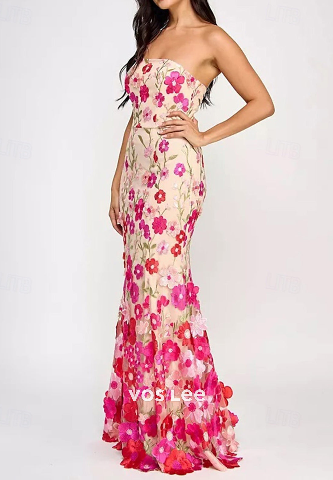 Sexy & Hot Strapless Appliques Embellished Floor-Length Mermaid Evening Dresses