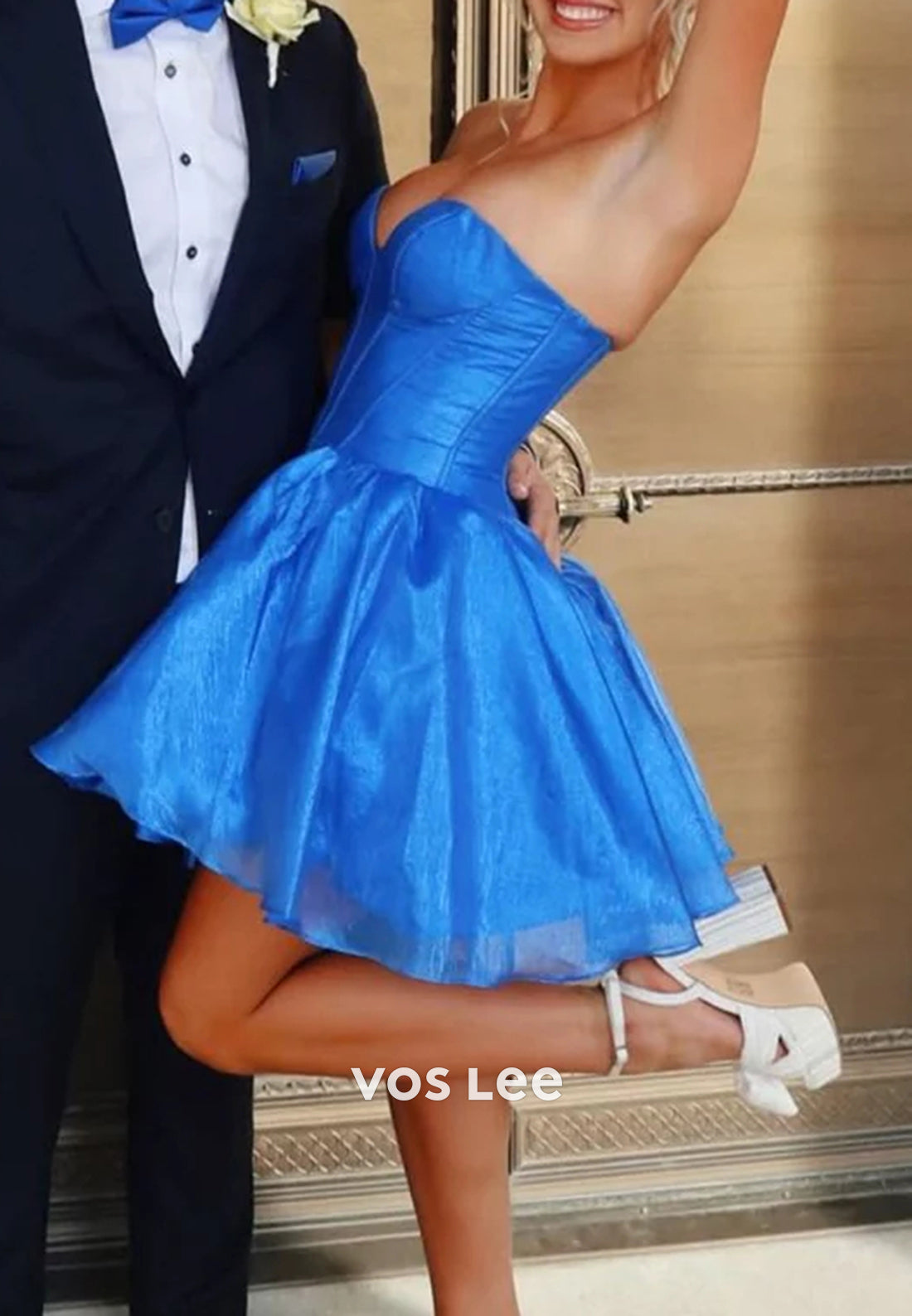 A-Line Strapless Sweetheart Pleated Homecoming Dresses