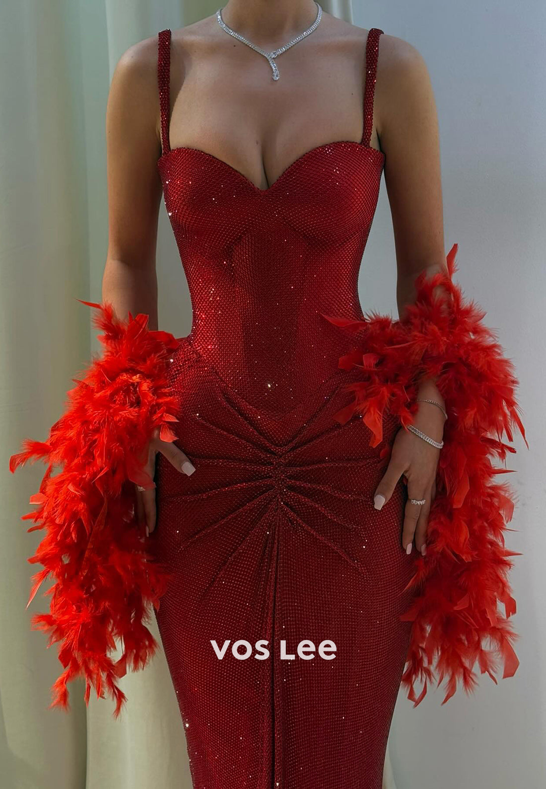 Sexy & Hot Spaghetti Straps Sweetheart Pleated Floor-Length Mermaid Evening Dresses