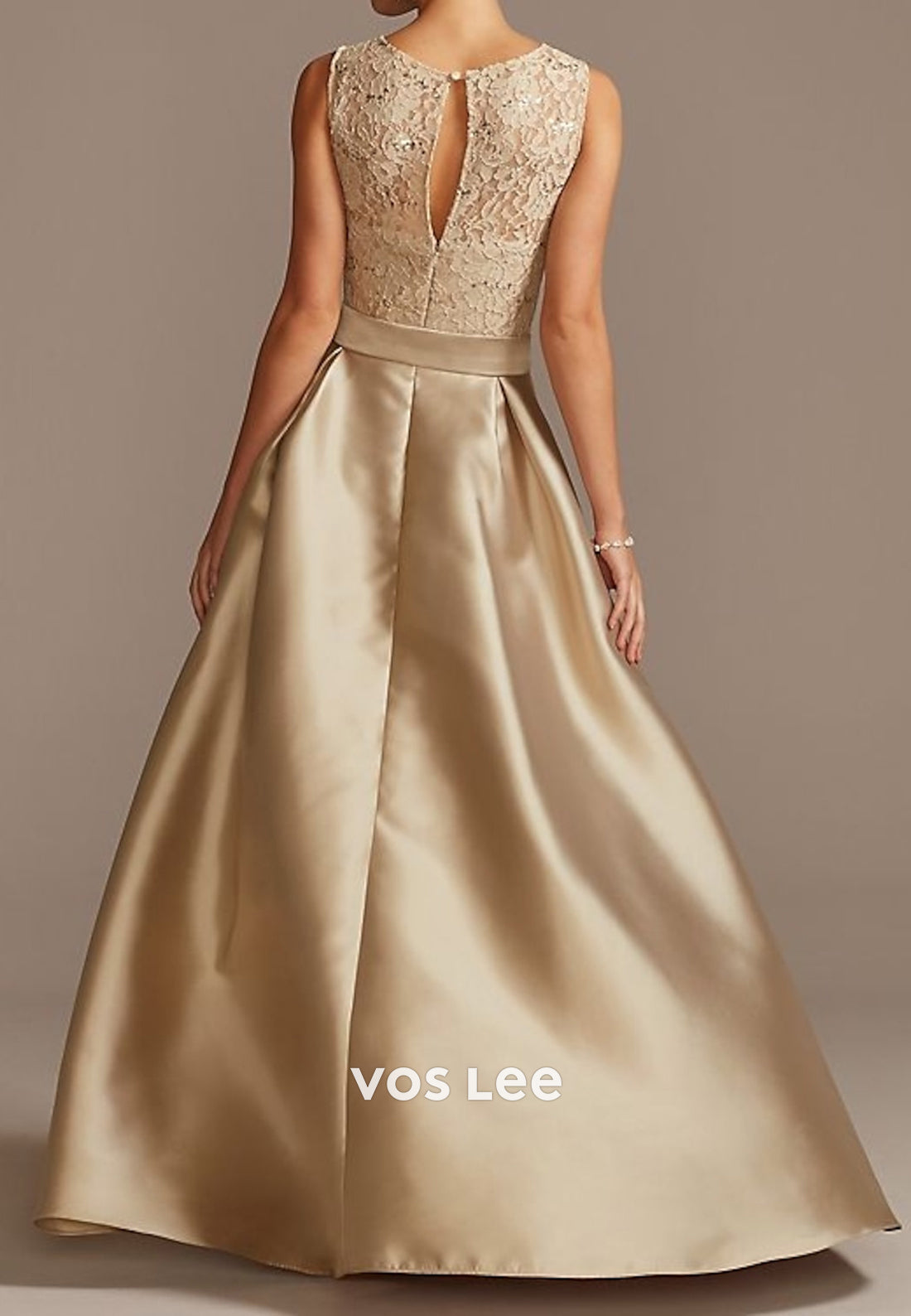 High Low A-Line Bowknot Floor-Length Mother of Bride Dresses with pocket
