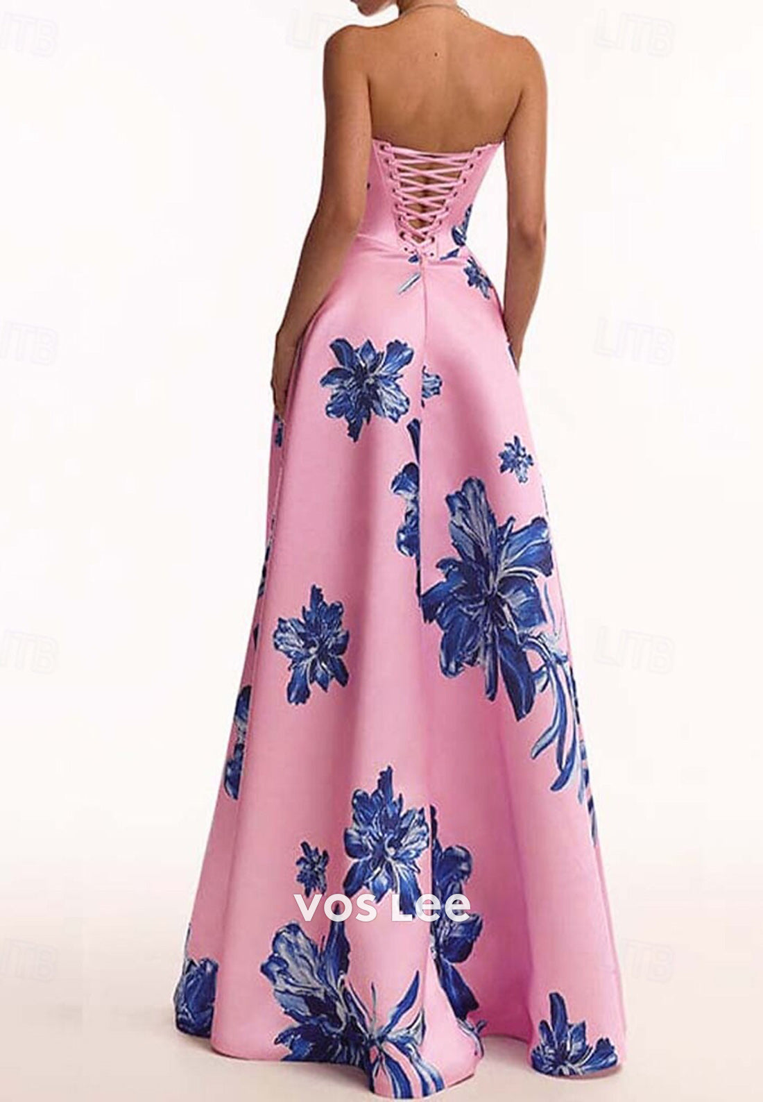 A-Line Off the Shoulder Floral Embellished Floor-Length Evening Dresses with High Split