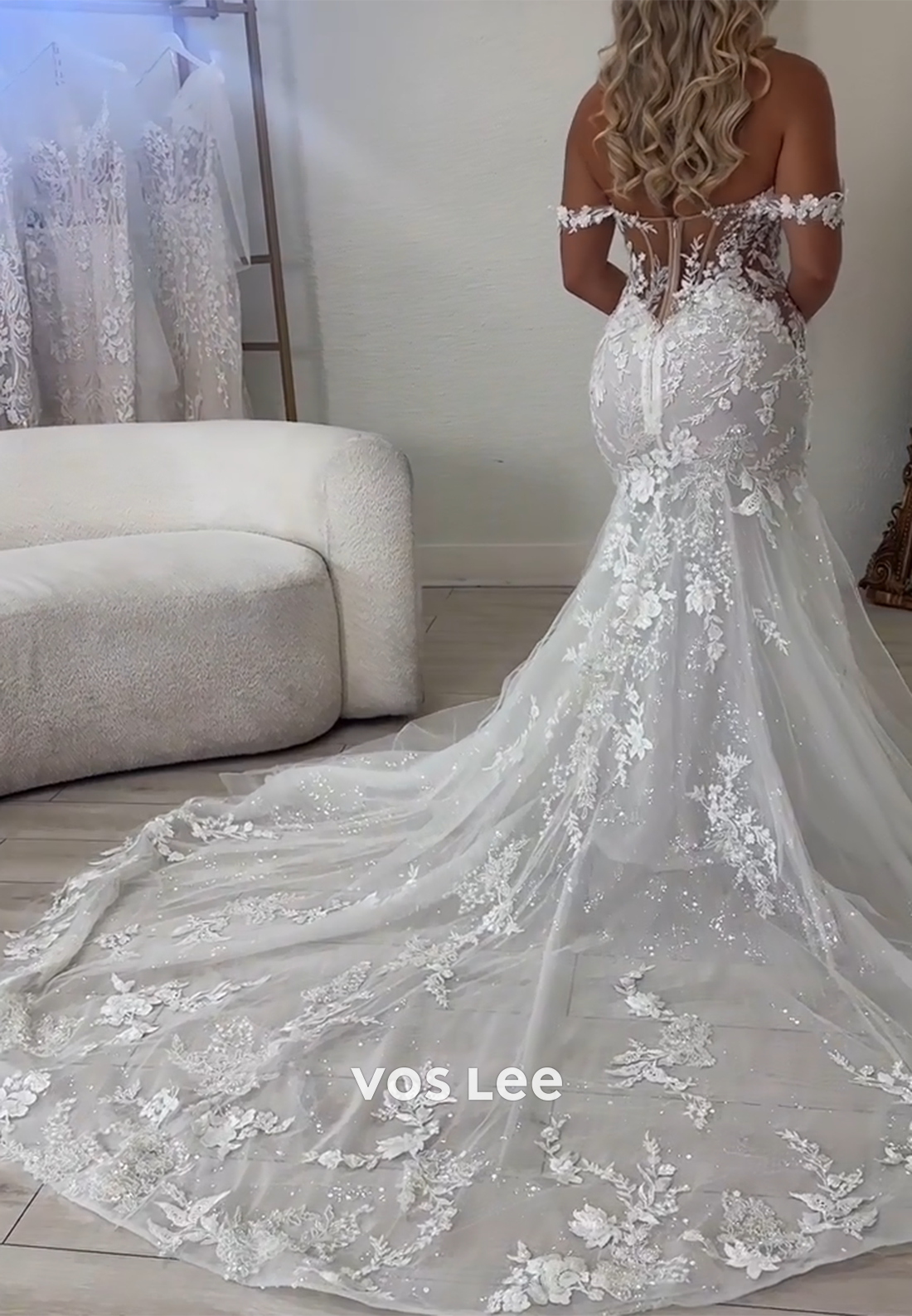 Couture Off the Shoulder Appliques Lace Mermaid Wedding Dresses with Sweep Train