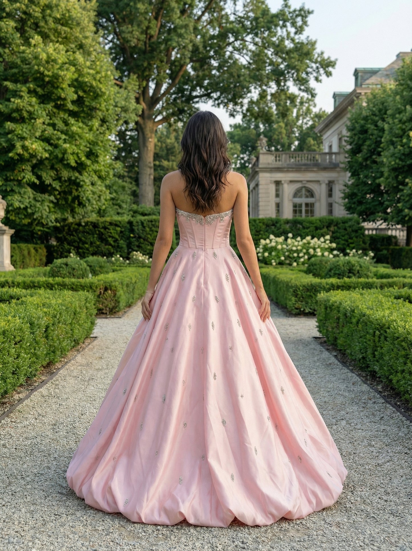 Blush Pink Strapless Ball Gown | Embellished Prom & Evening Dress