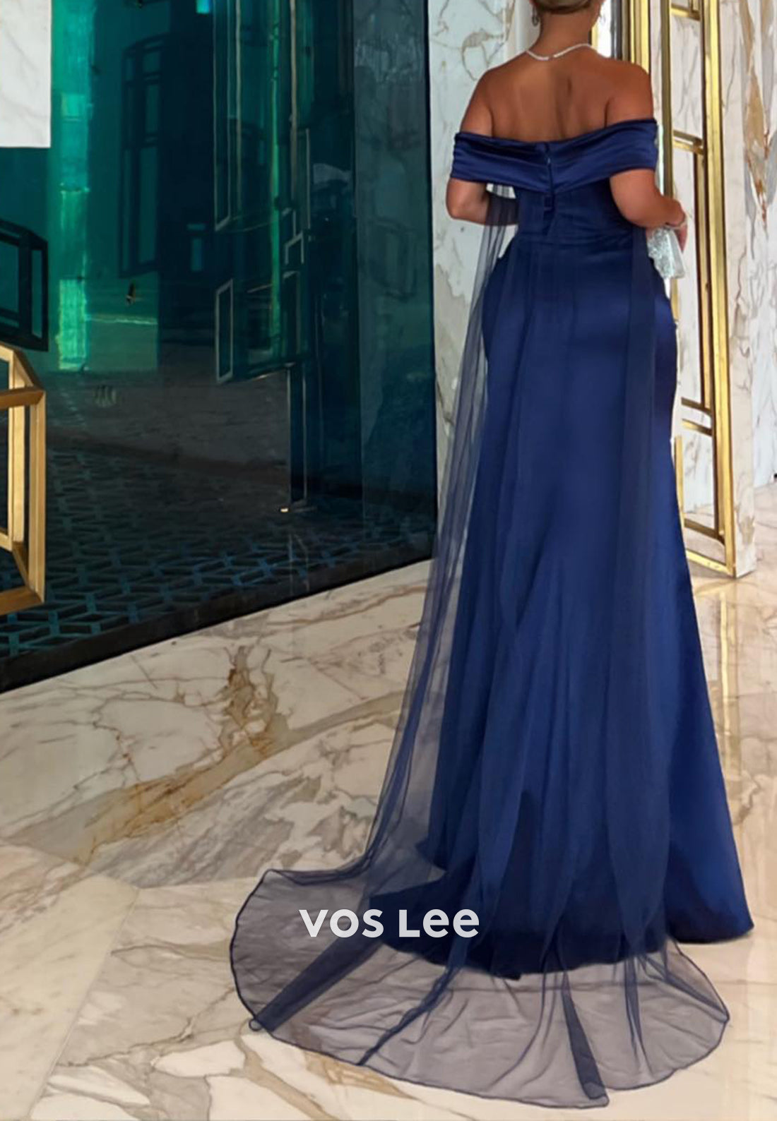 Sexy & Hot Off the Shoulder Pleated Mermaid Evening Dresses with Sweep Train