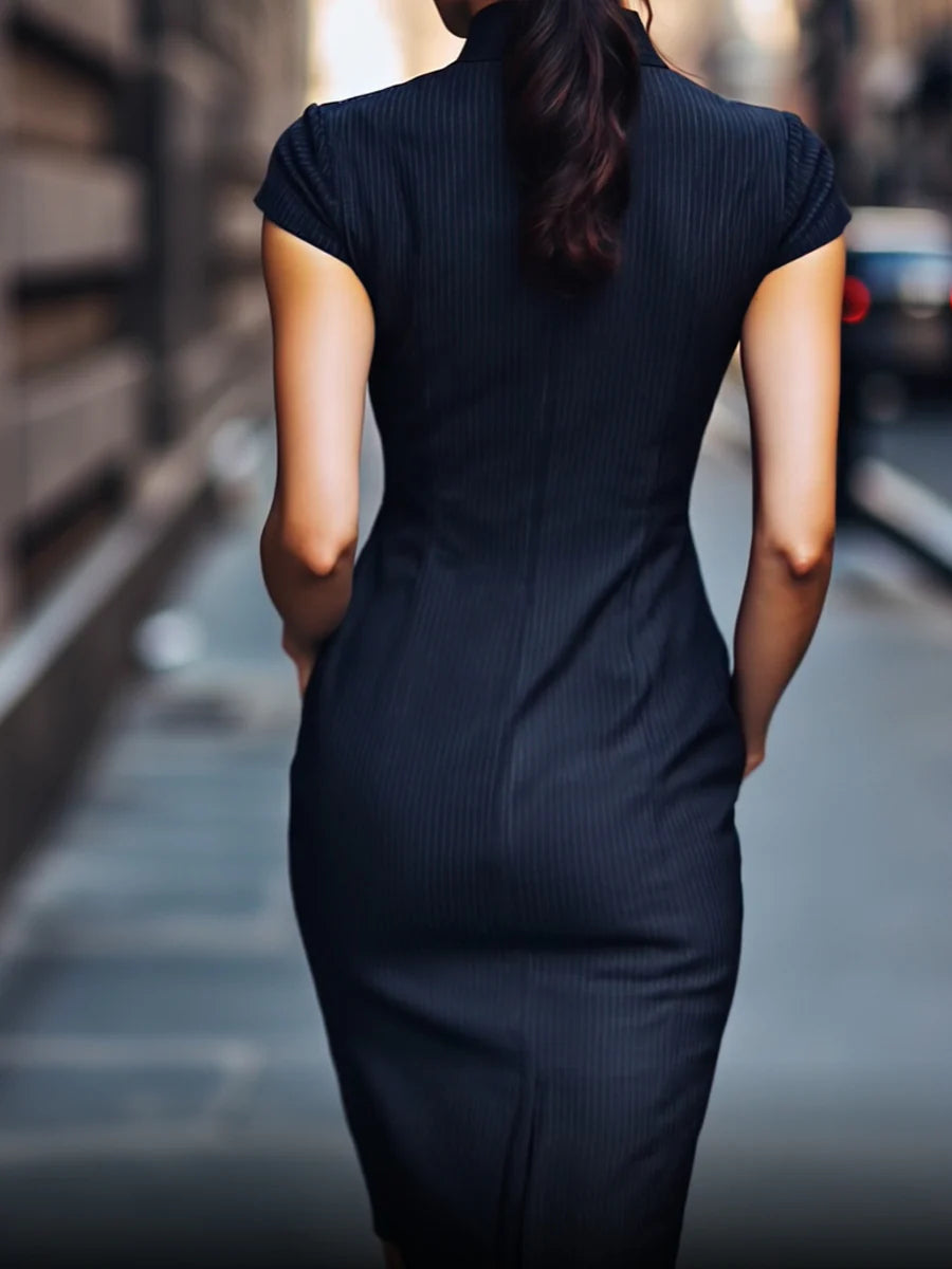 Sexy & Sleek Short Sleeve High Neck Mermaid Short Wedding Guest Dresses with Pockets