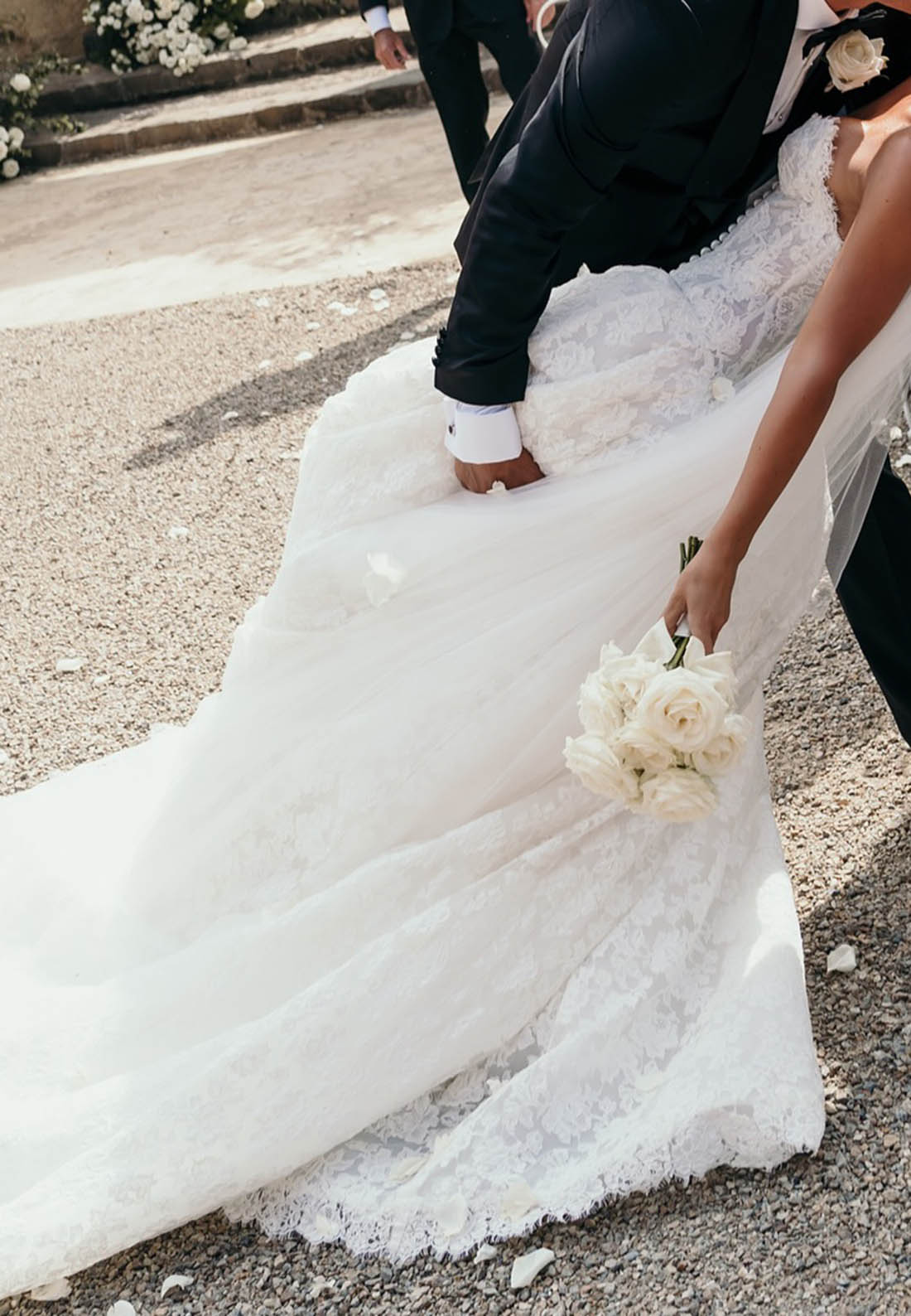 A-Line Sleeveless Strapless Lace Wedding Dress