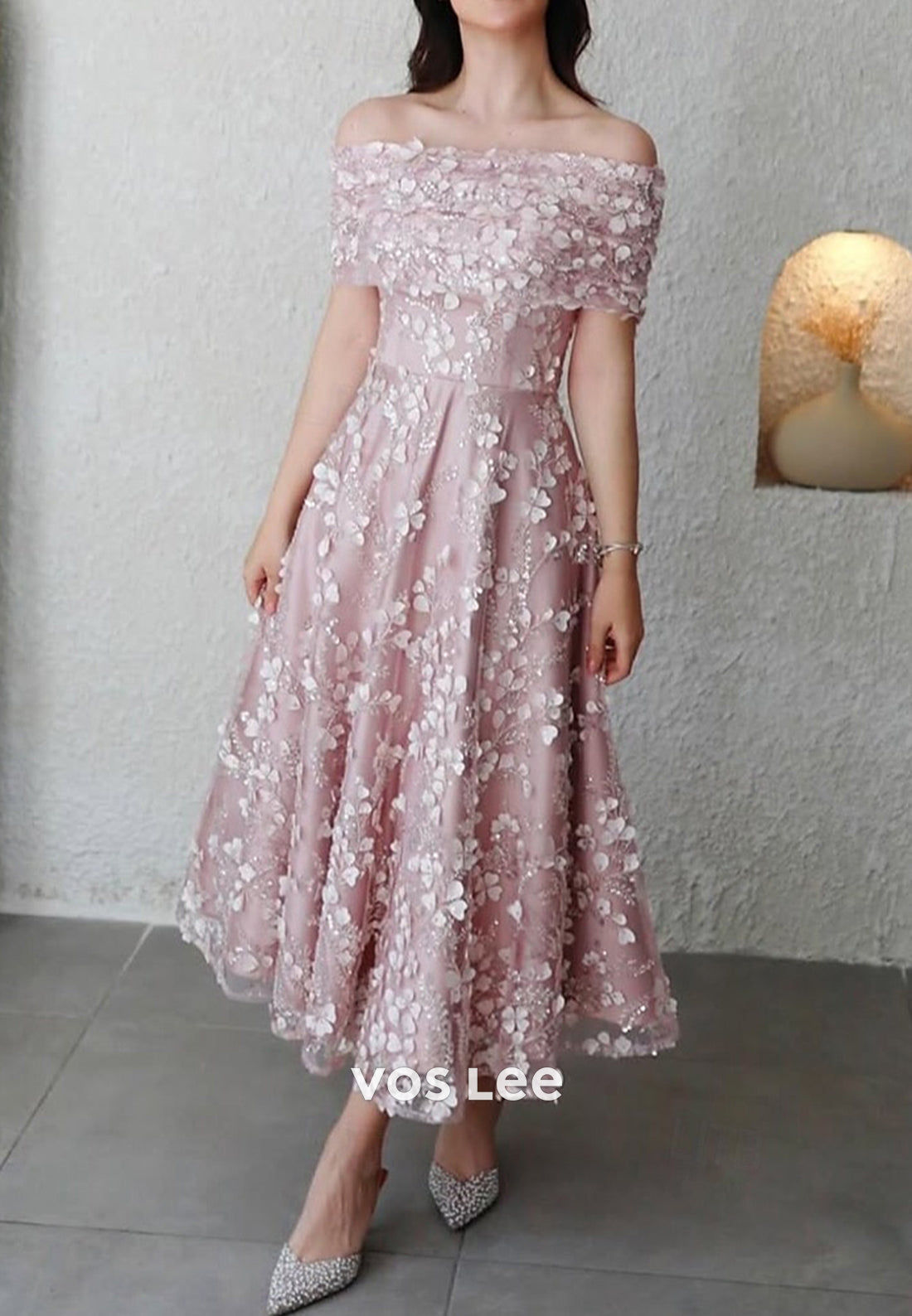 Two Pieces A-Line Off the Shoulder Appliques Lace Evening Dresses