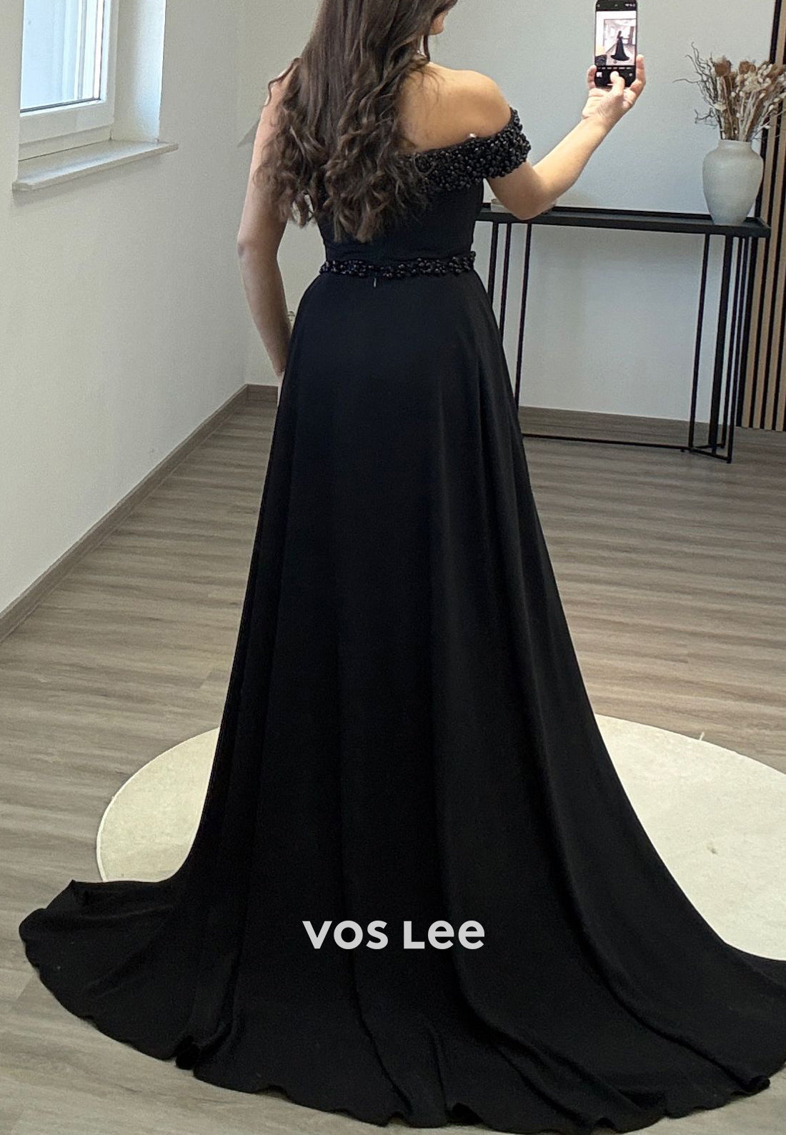 Dark Navy One Shoulder Beading Mermaid Evening Dresses with Court Train