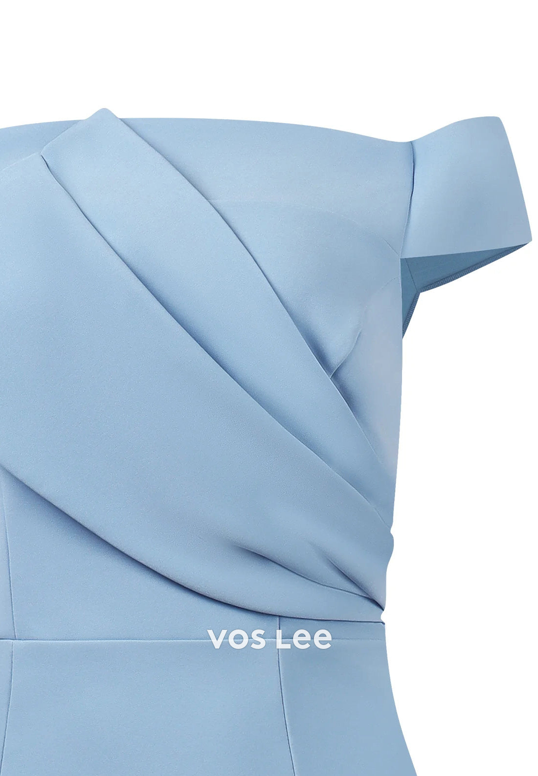Mini & Short Sky Blue Off the Shoulder Pleated Sheath Wedding Guest Dresses