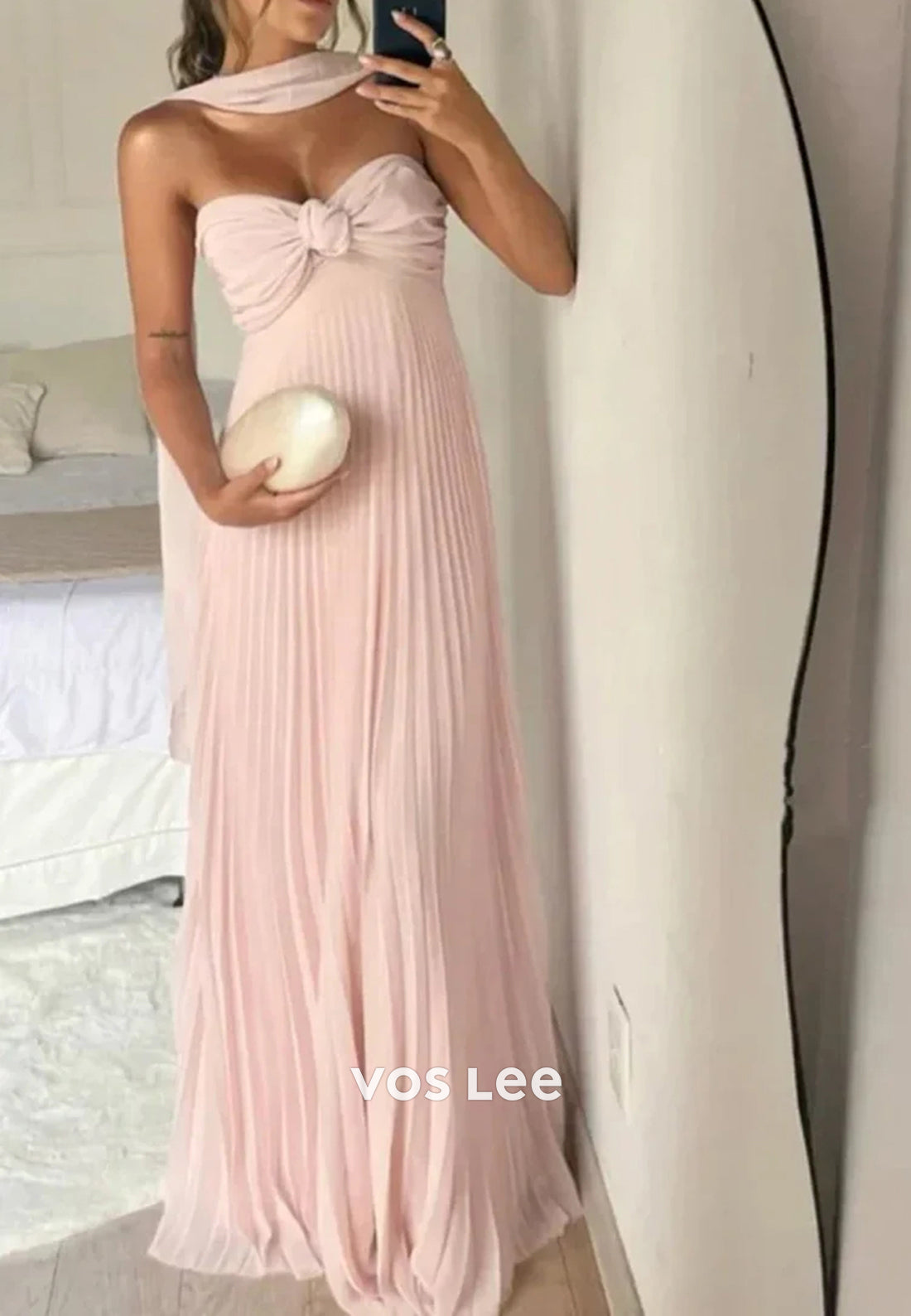 Sexy & Hot A-Line Strapless Ruched Sweetheart Pleated Floor-Length Prom Dresses