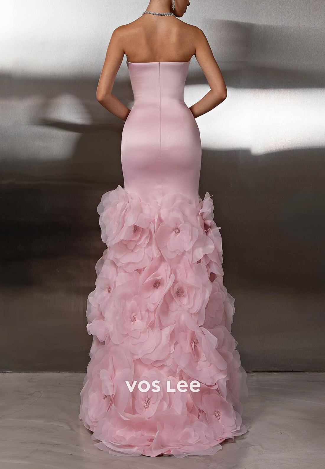 Elegant & Luxurious Strapless Floral Embossed Mermaid Prom Dresses