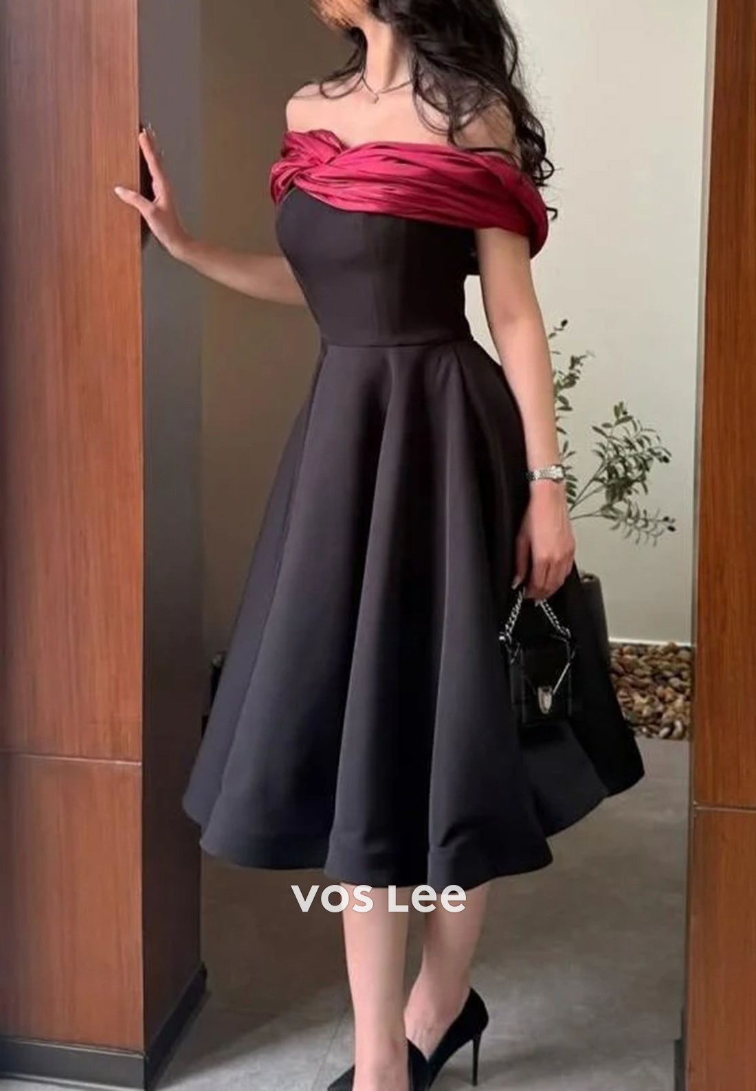 A-Line Criss-Cross Straps Pleated Off the Shoulder Evening Dresses Formal Dresses