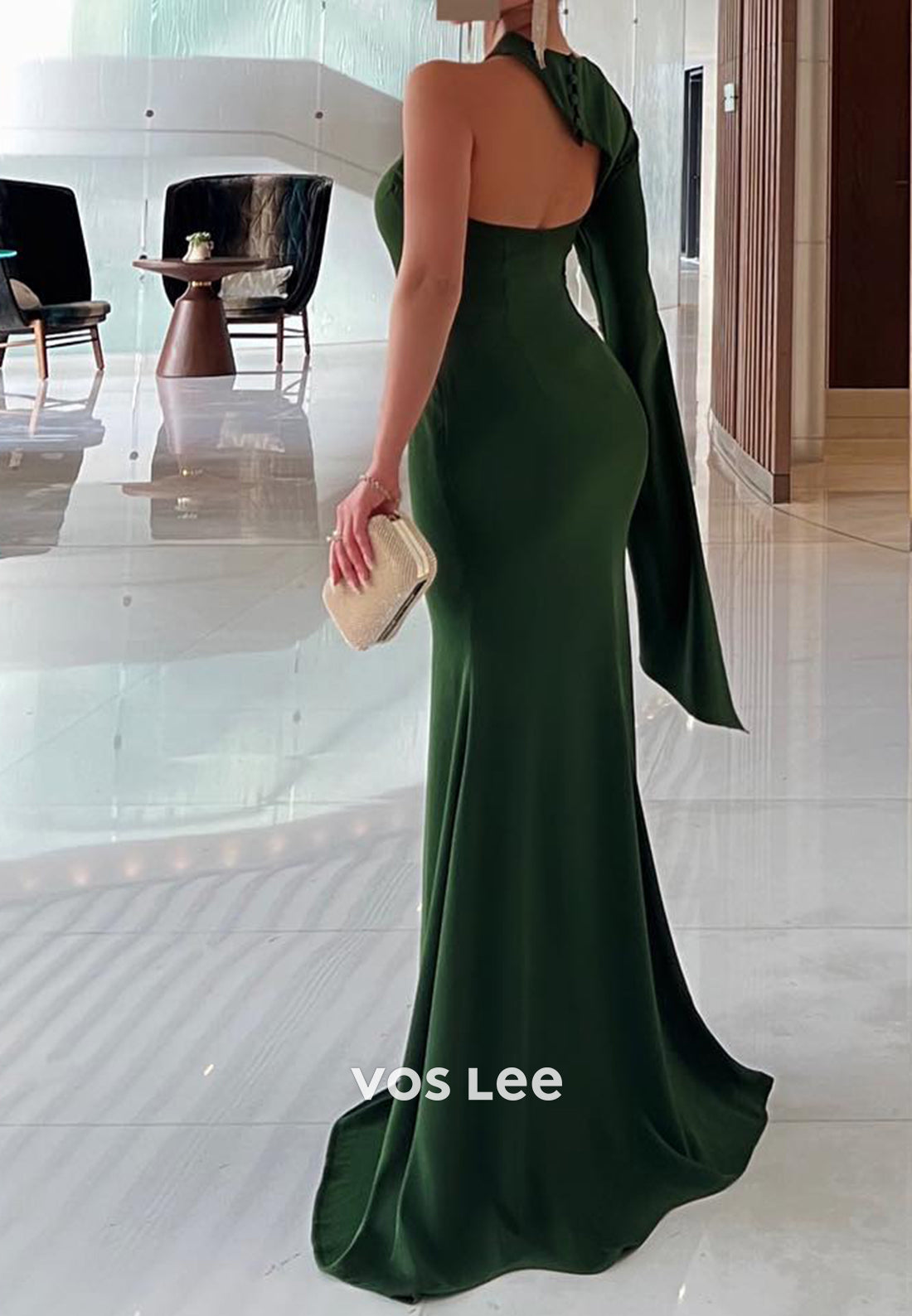 Gorgeous & Charming Long Sleeve One Shoulder Floor-Length Mermaid Evening Dresses