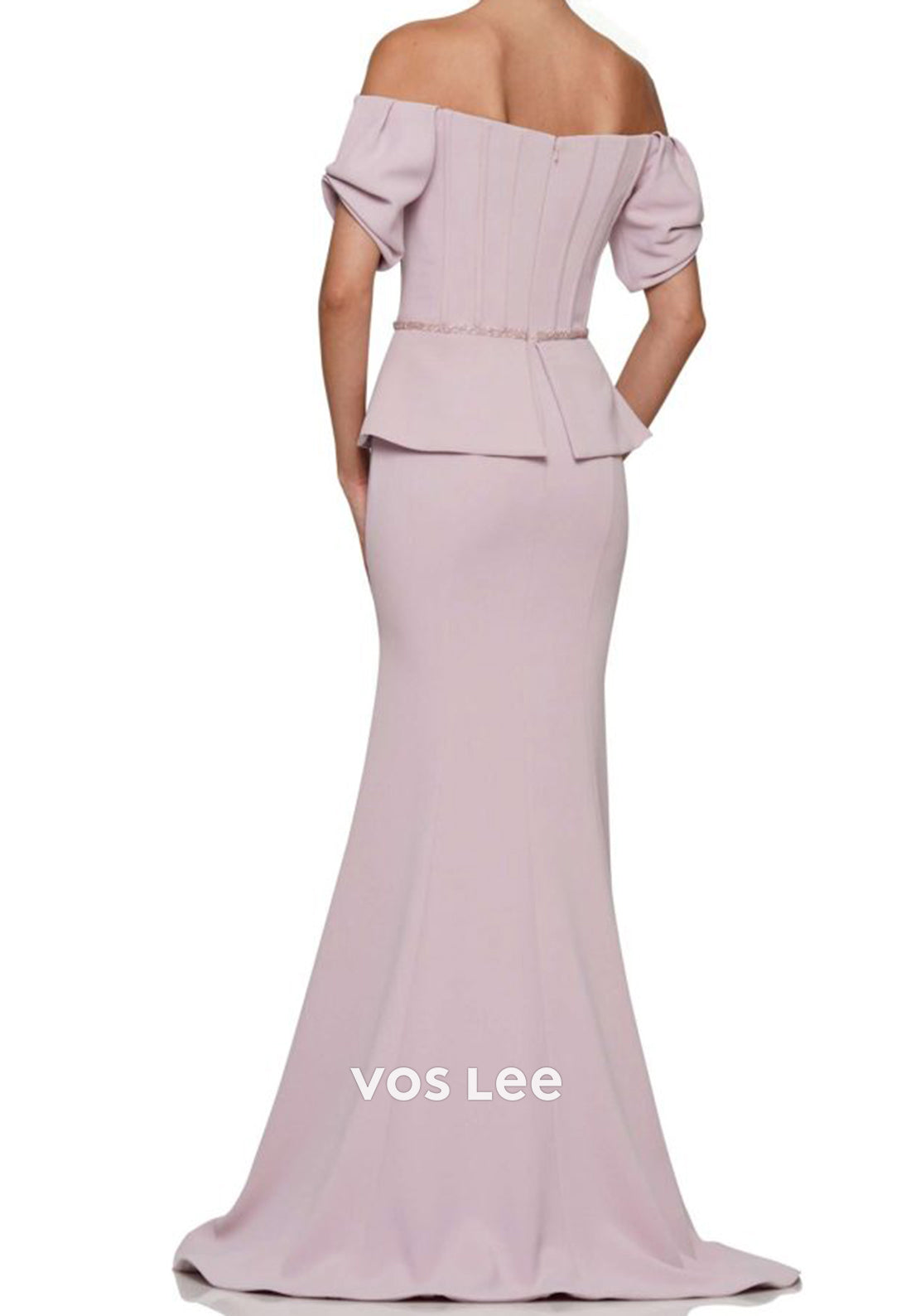 Two Pieces Short Sleeve Off the Shoulder Pleated Mermaid Mother of Bride Dresses
