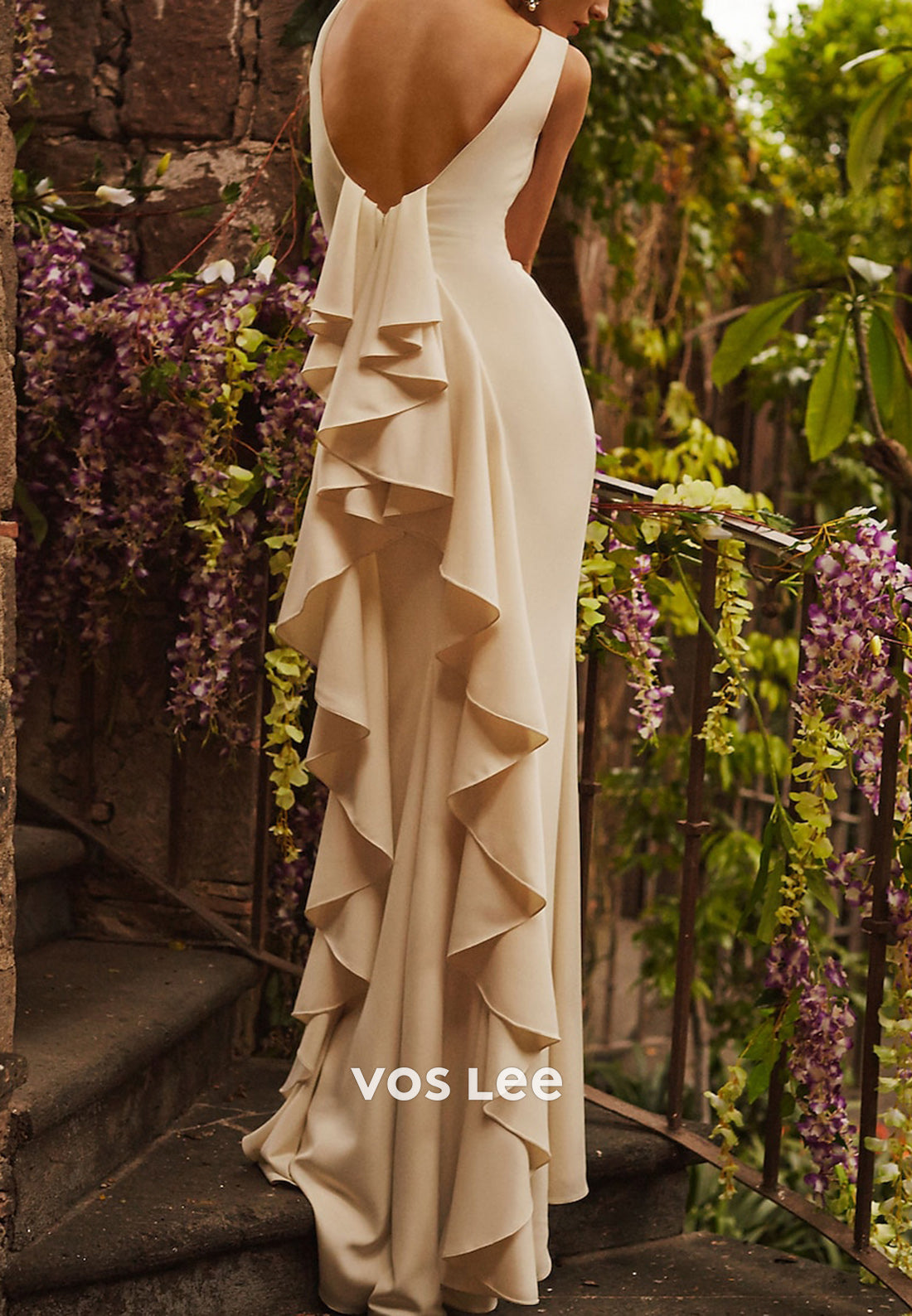 Gorgeous & Charming Scoop Pleated Beach Mermaid Wedding Dresses with Sweep Train