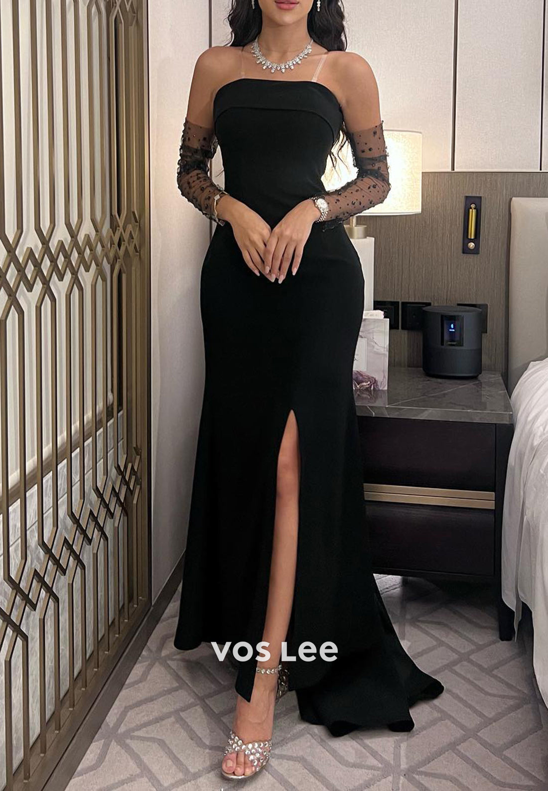 Sexy & Hot Strapless Floor-Length Mermaid Evening Dresses with High Split