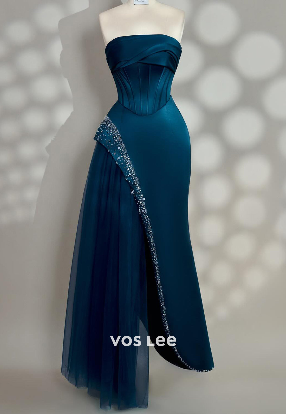 Chic & Modern Tube Top Rhinestone Pleated Mermaid Evening Dresses Formal Dresses