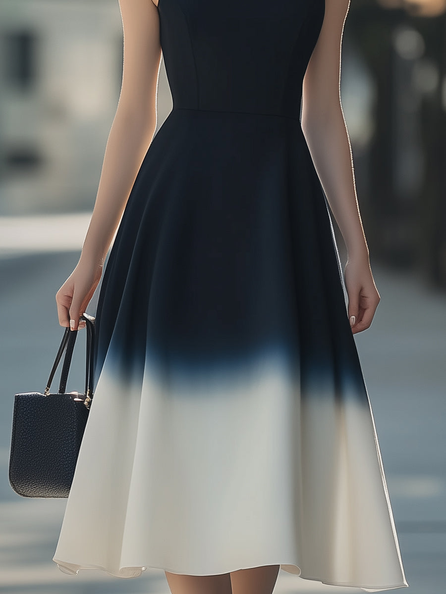 Elegant Ombre Sleeveless Midi Dress Wedding Guest Dresses