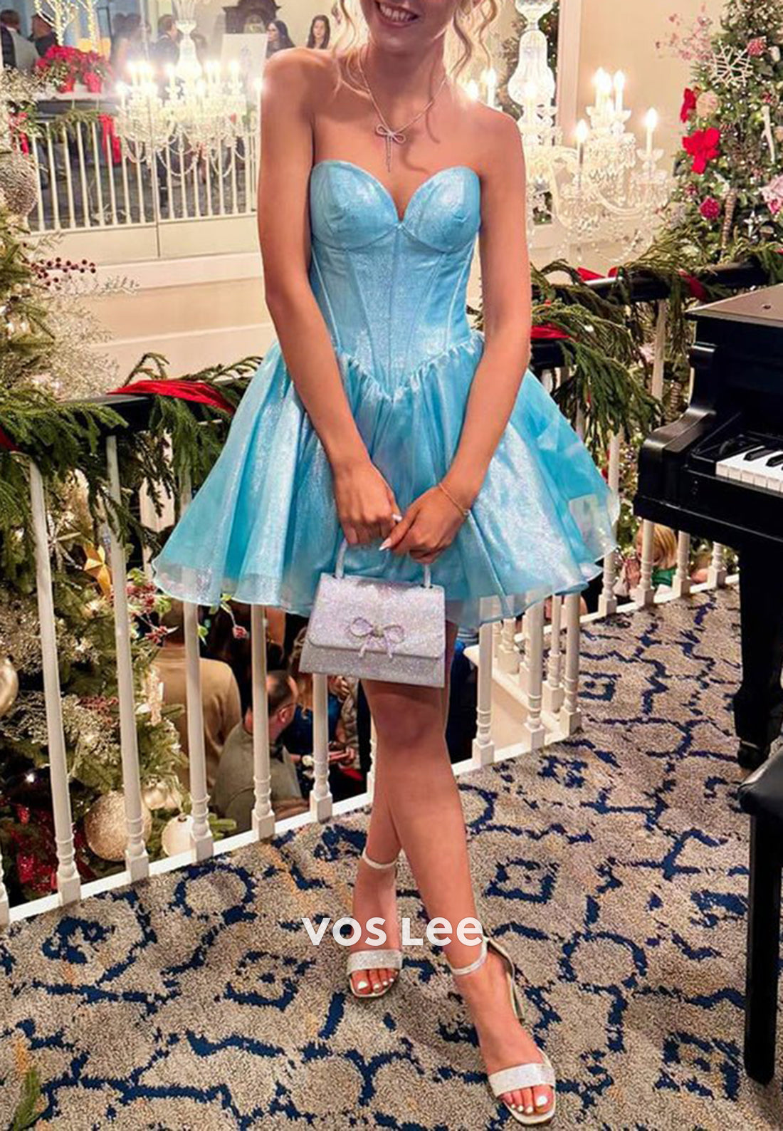 A-Line Strapless Sweetheart Pleated Homecoming Dresses