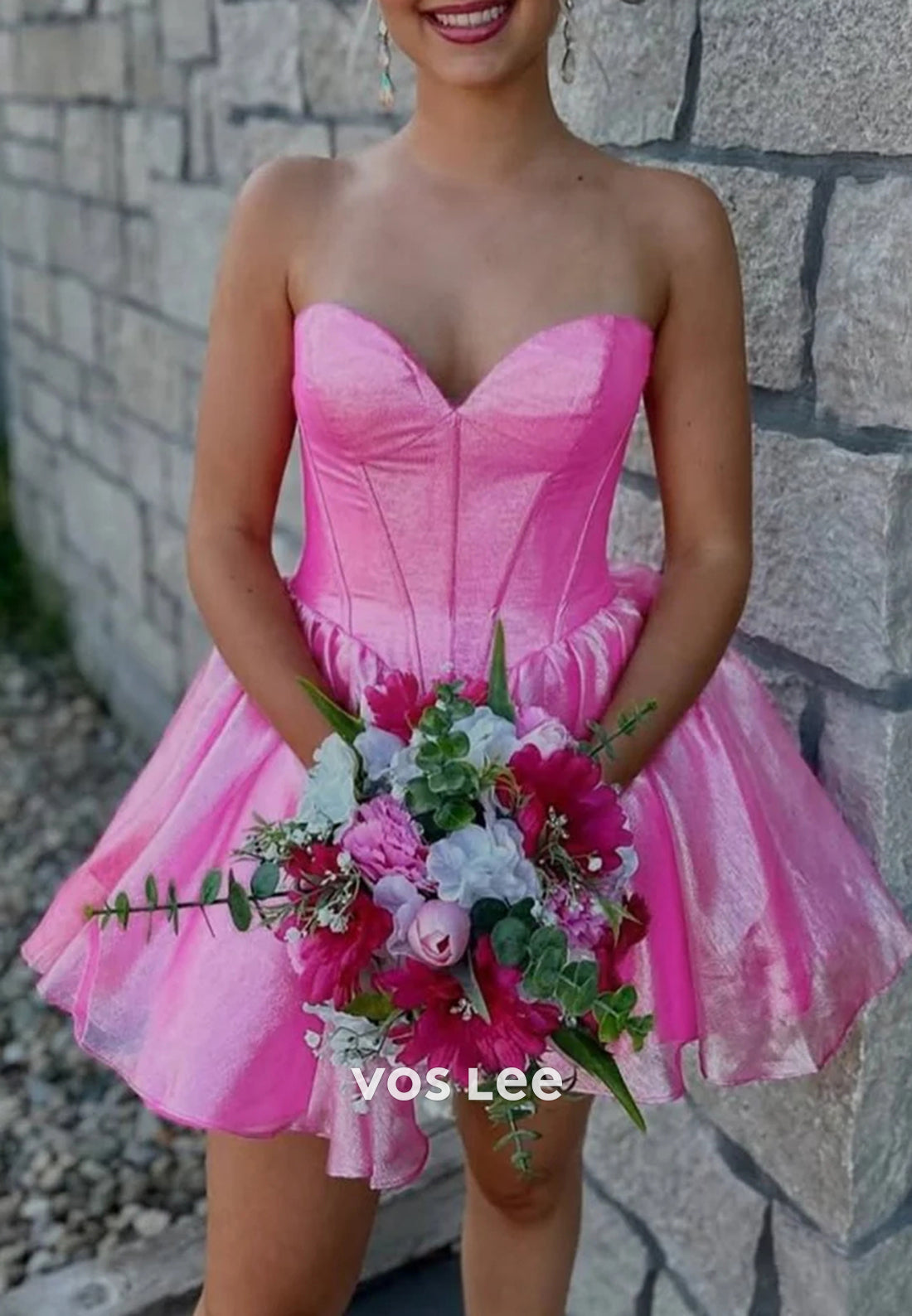 A-Line Strapless Sweetheart Pleated Homecoming Dresses