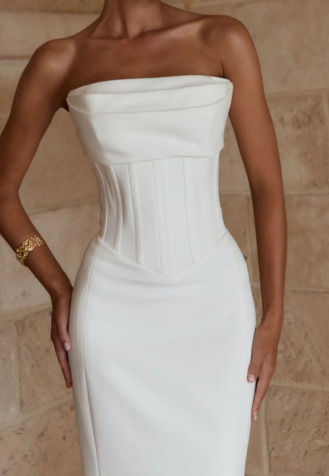 Minimalist Strapless Satin Bridal Gown | Fit-and-Flare Wedding Dress for Modern Brides